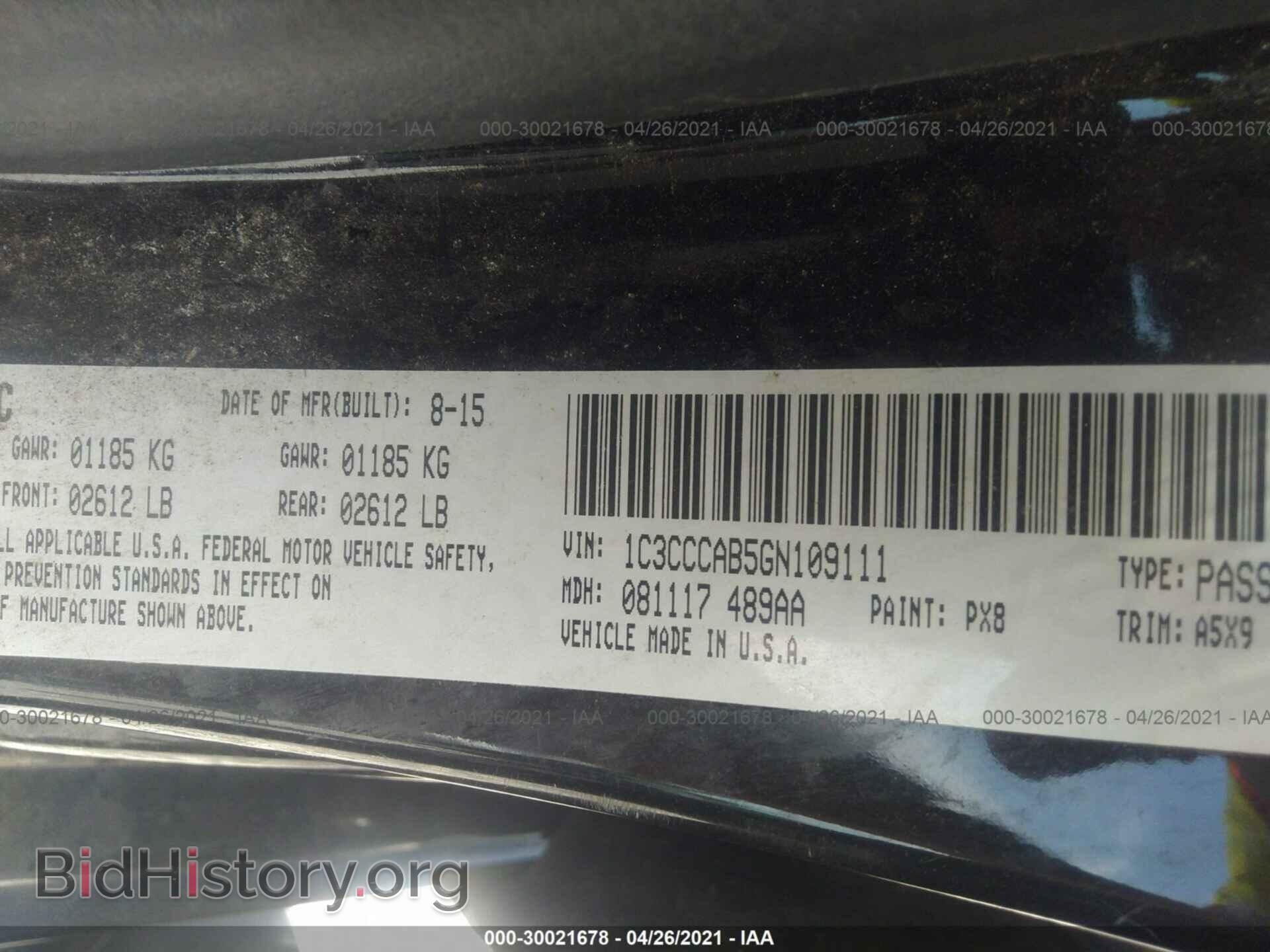 2016 CHRYSLER 200 - VIN: 1C3CCCAB5GN109111 - Фото 9