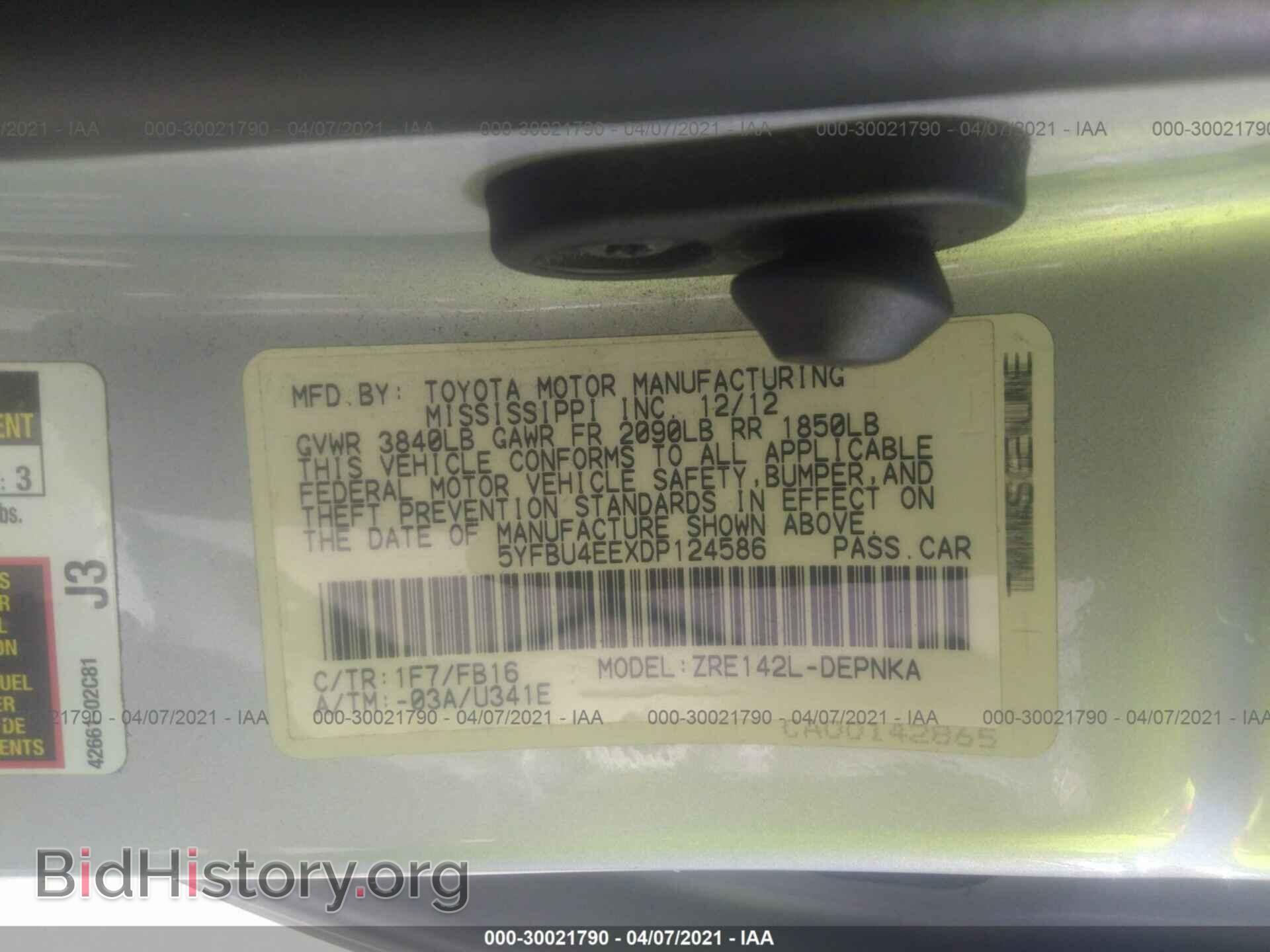 2013 TOYOTA COROLLA - VIN: 5YFBU4EEXDP124586 - Фото 9