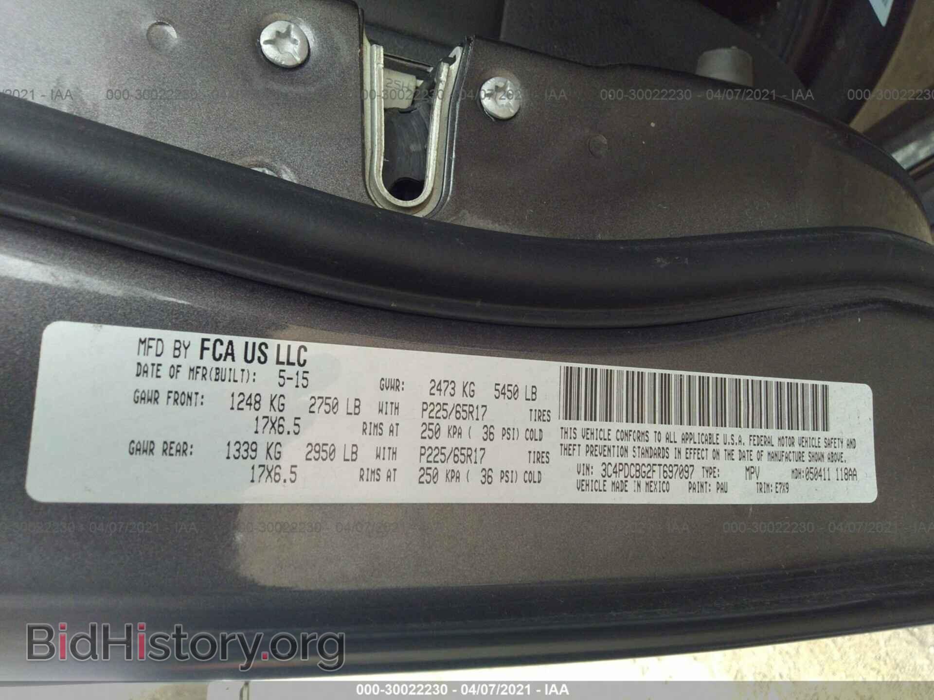2015 DODGE JOURNEY - VIN: 3C4PDCBG2FT697097 - Фото 9