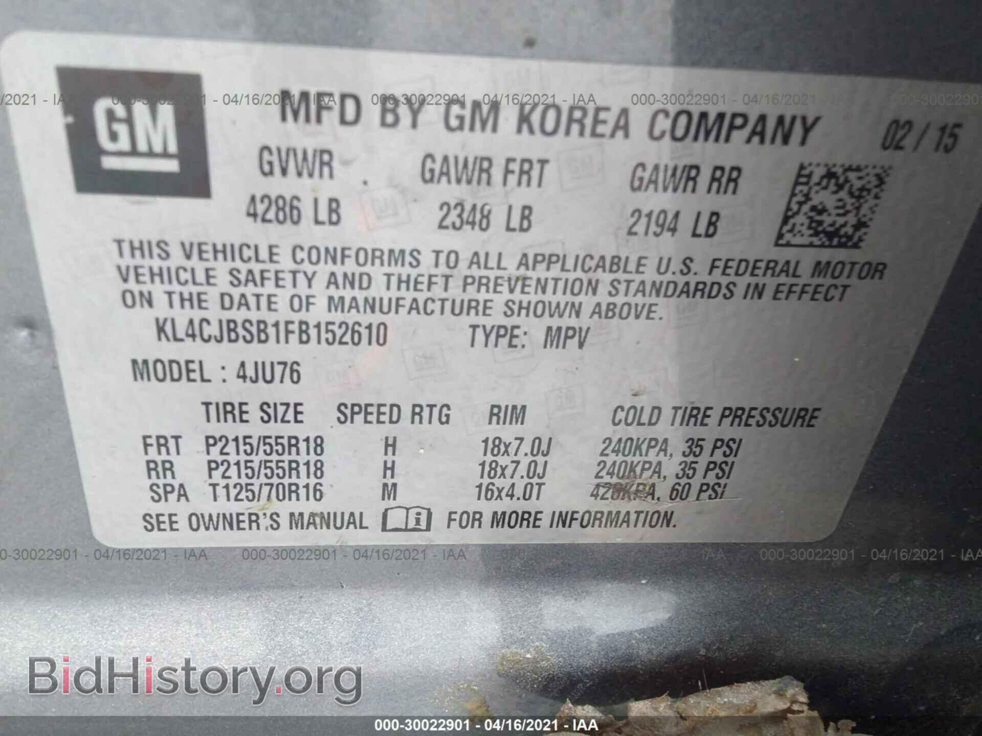 2015 BUICK ENCORE - VIN: KL4CJBSB1FB152610 - Photo 9
