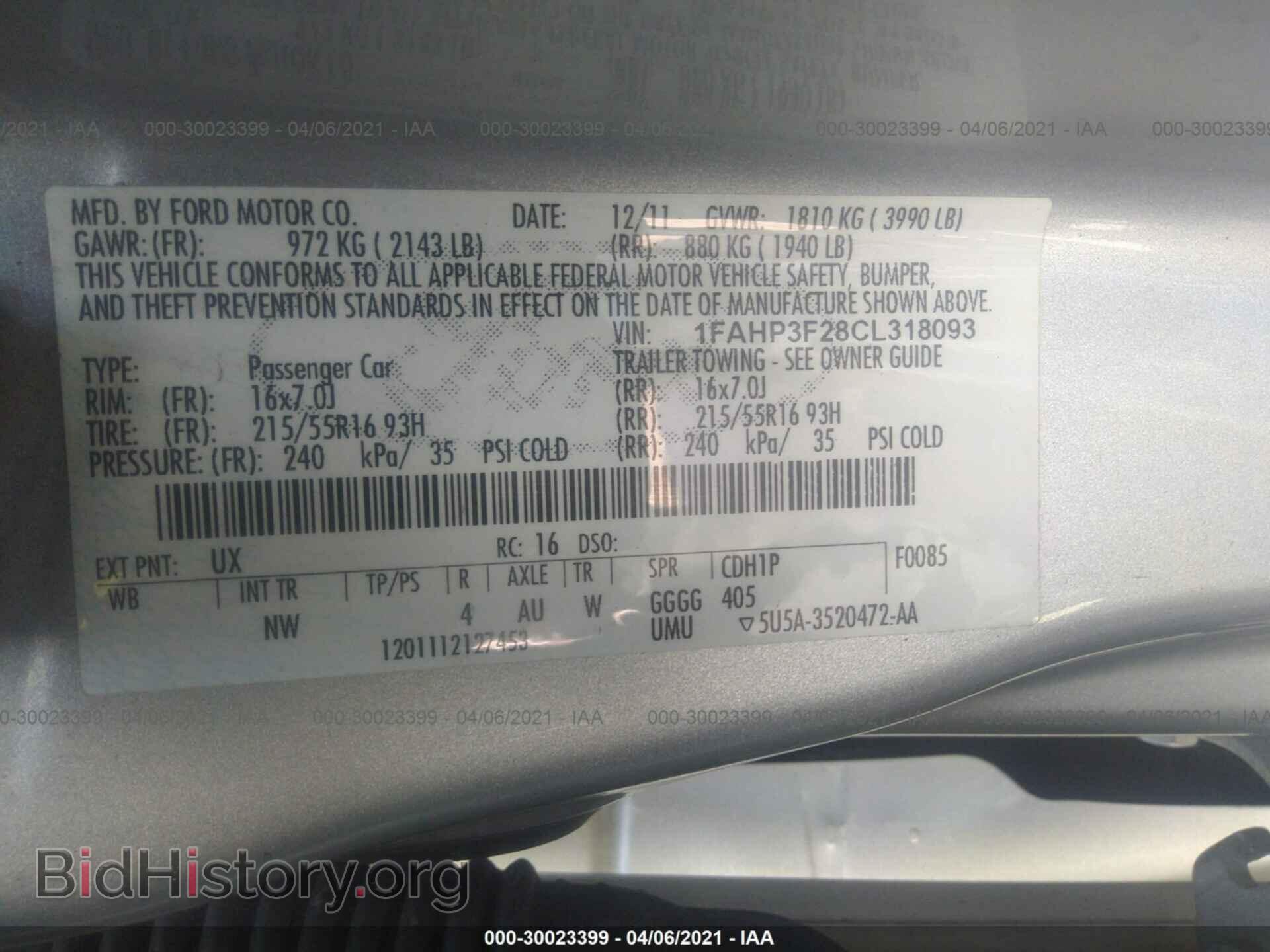 2012 FORD FOCUS - VIN: 1FAHP3F28CL318093 - Фото 9