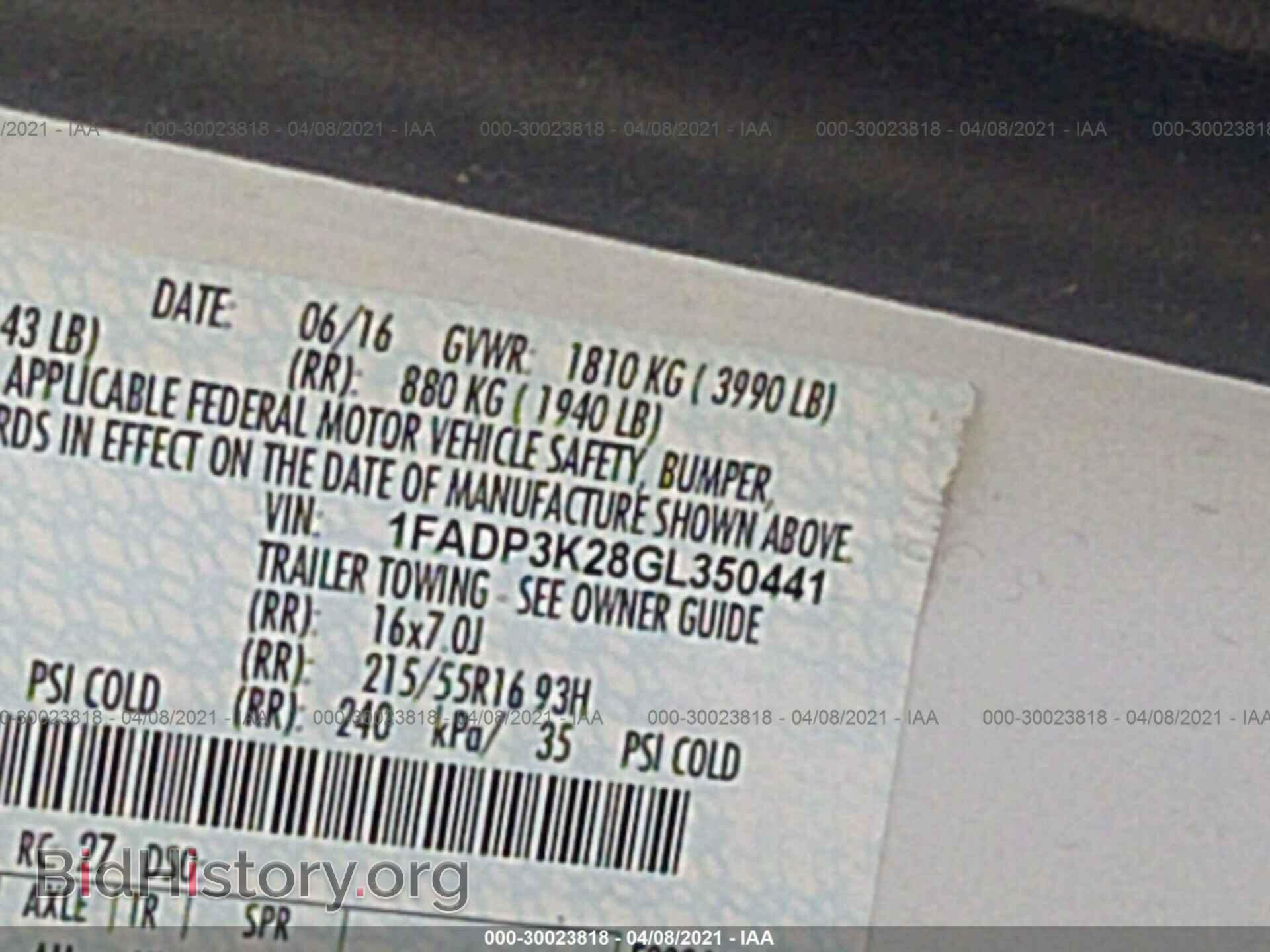 2016 FORD FOCUS - VIN: 1FADP3K28GL350441 - Фото 9