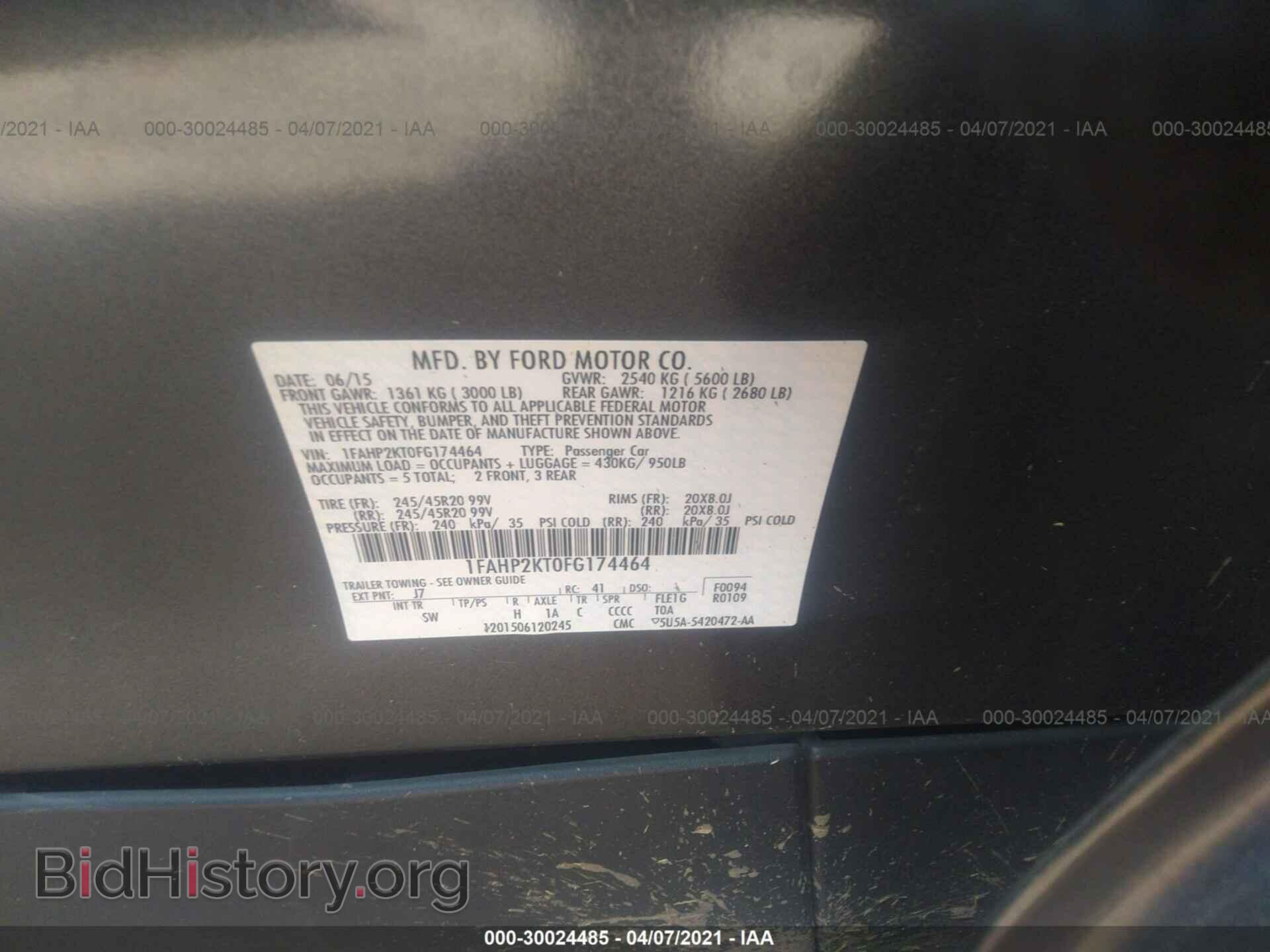 2015 FORD TAURUS - VIN: 1FAHP2KT0FG174464 - Фото 9
