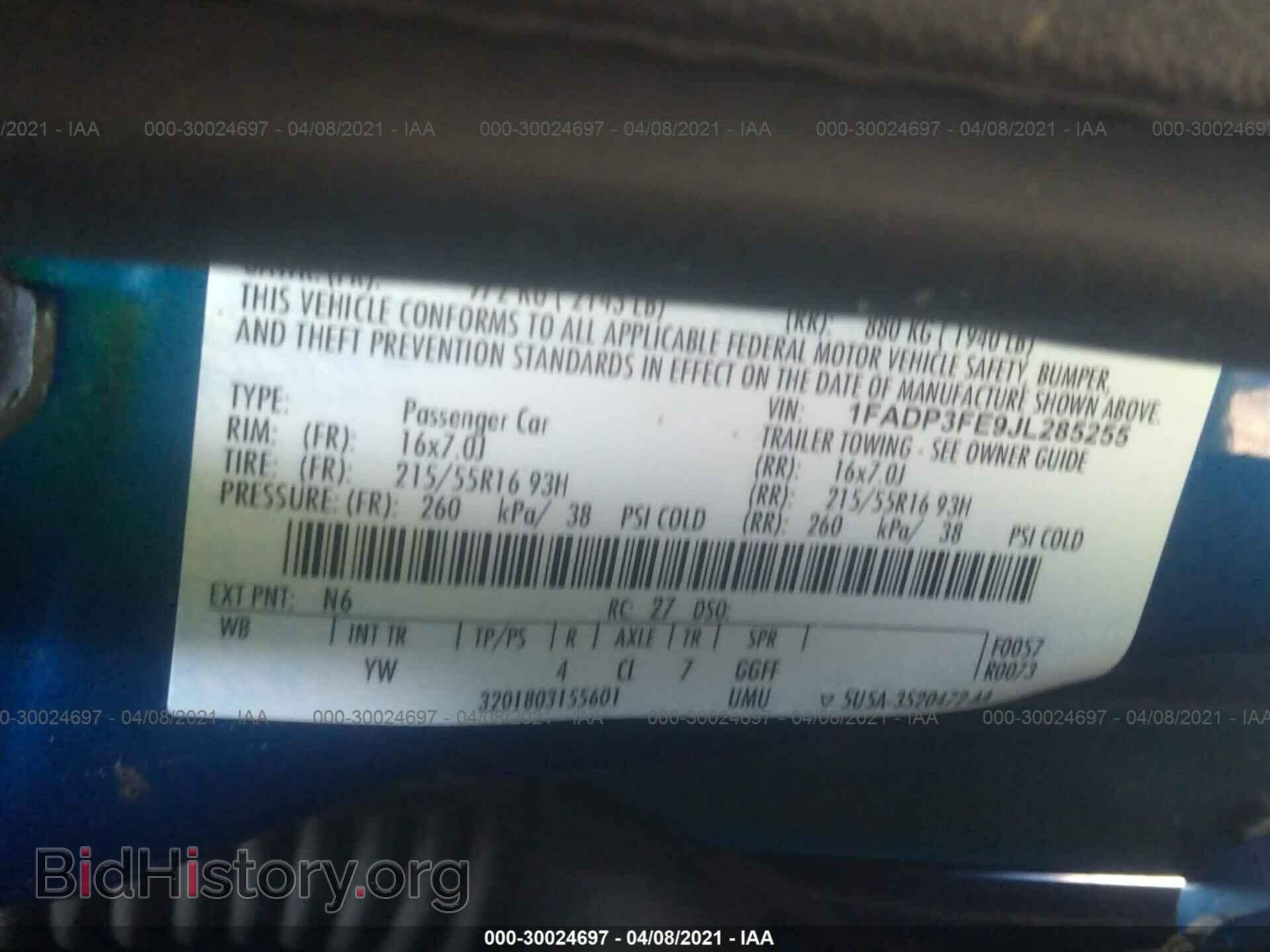 2018 FORD FOCUS - VIN: 1FADP3FE9JL285255 - Фото 9