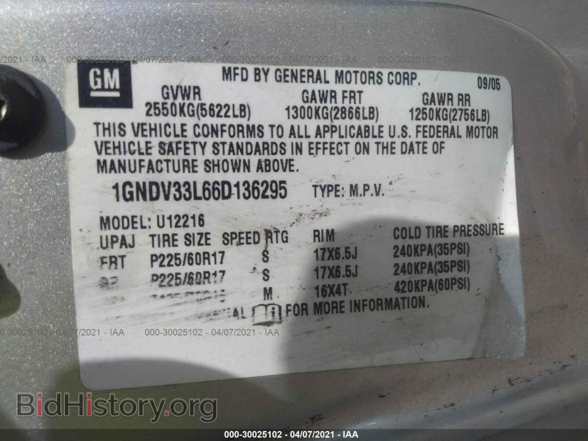 2006 CHEVROLET UPLANDER - VIN: 1GNDV33L66D136295 - Фото 9