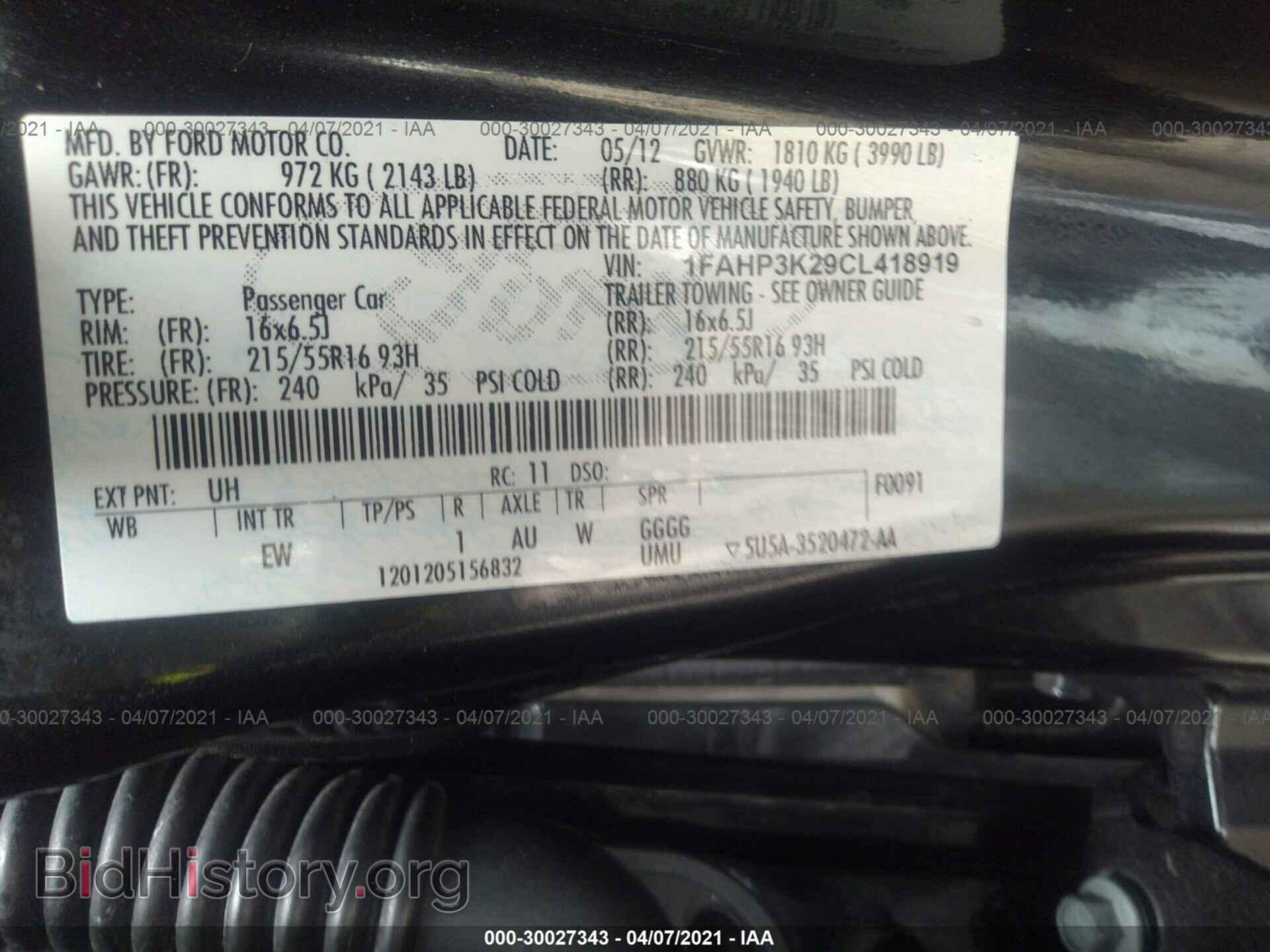 2012 FORD FOCUS - VIN: 1FAHP3K29CL418919 - Фото 9