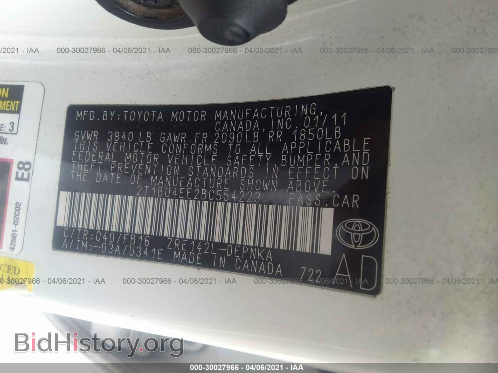 2011 TOYOTA COROLLA - VIN: 2T1BU4EE2BC554223 - Фото 9