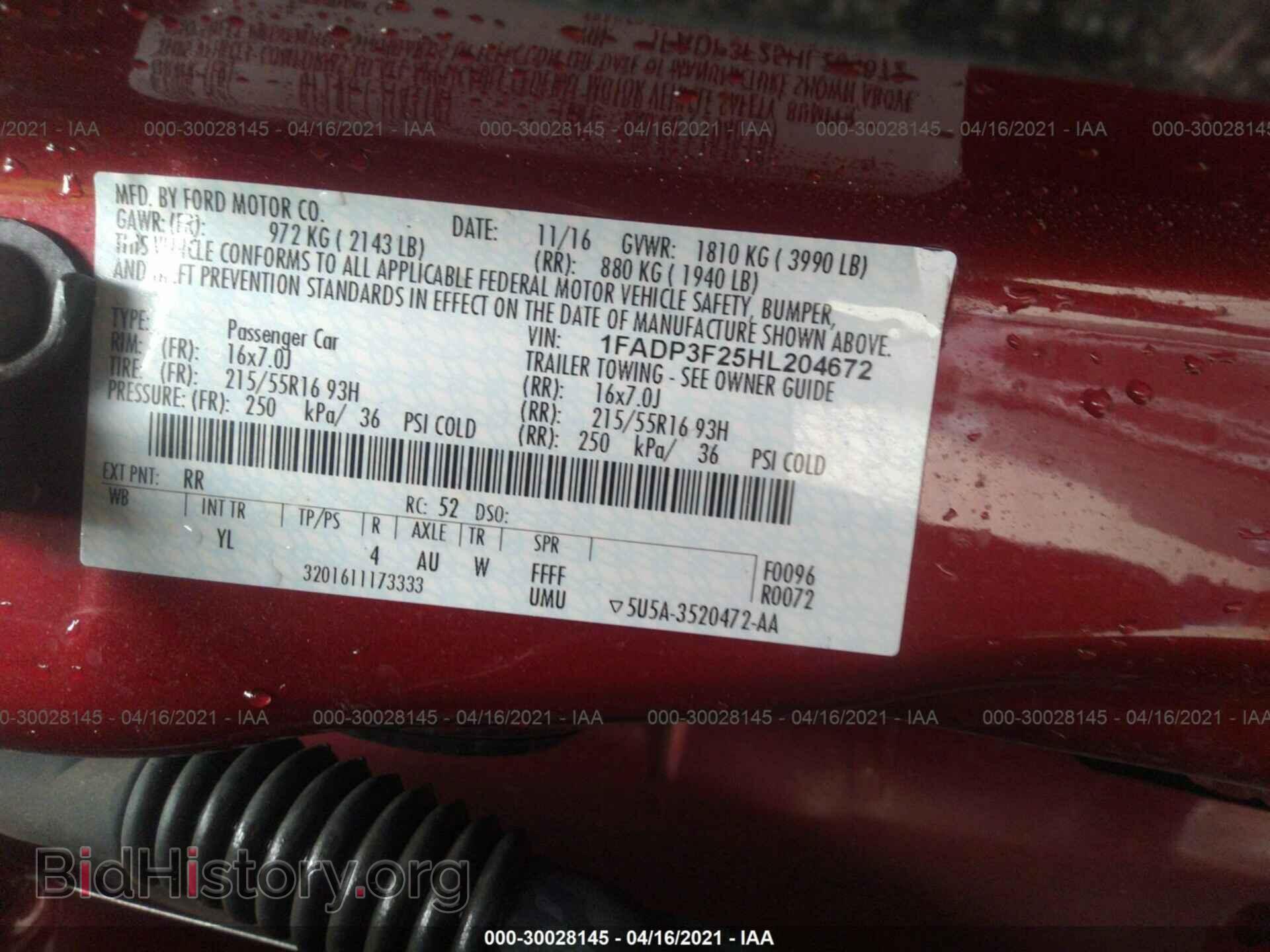 2017 FORD FOCUS - VIN: 1FADP3F25HL204672 - Фото 9