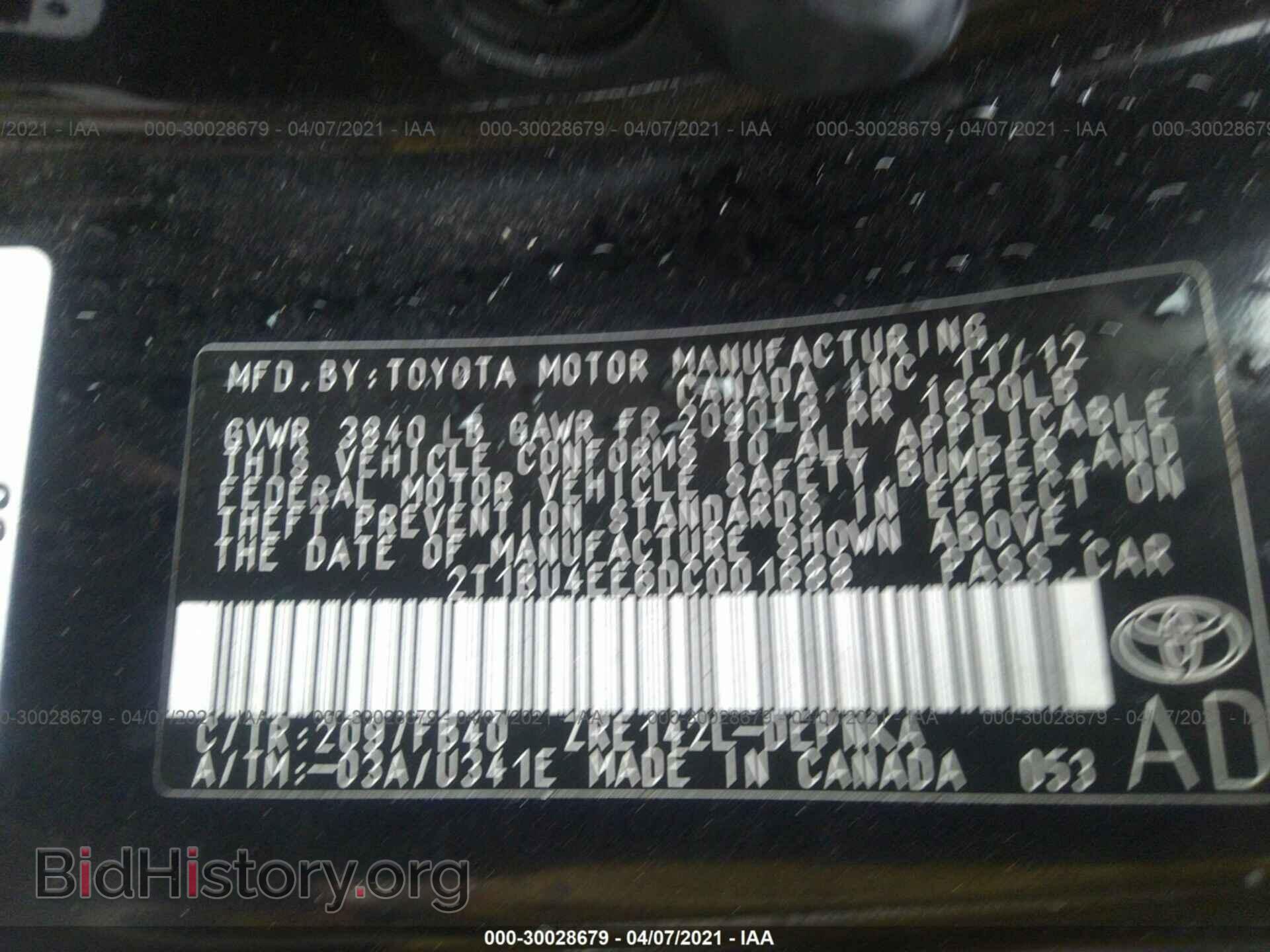 2013 TOYOTA COROLLA - VIN: 2T1BU4EE6DC001688 - Фото 9