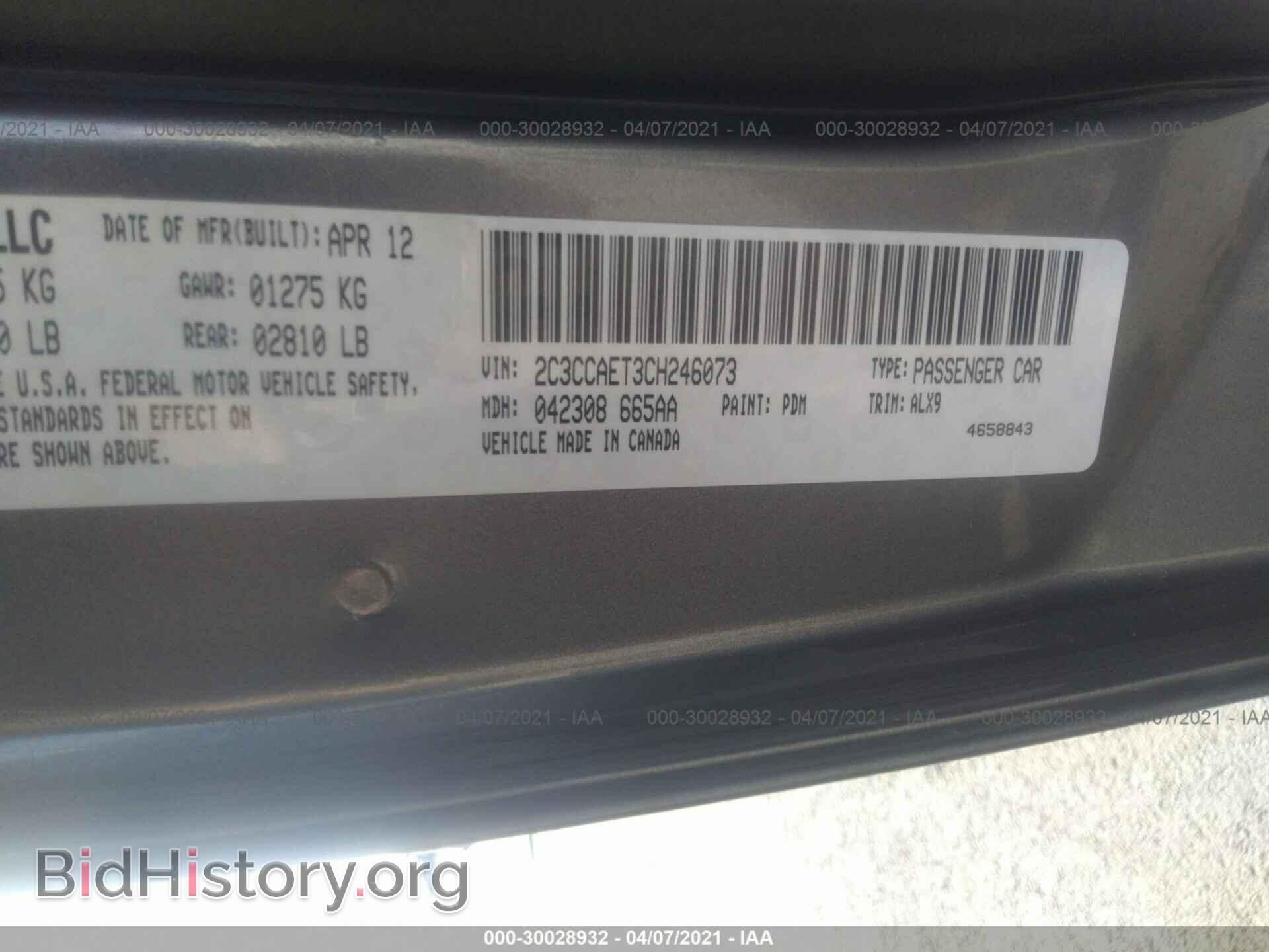 2012 CHRYSLER 300 - VIN: 2C3CCAET3CH246073 - Photo 9