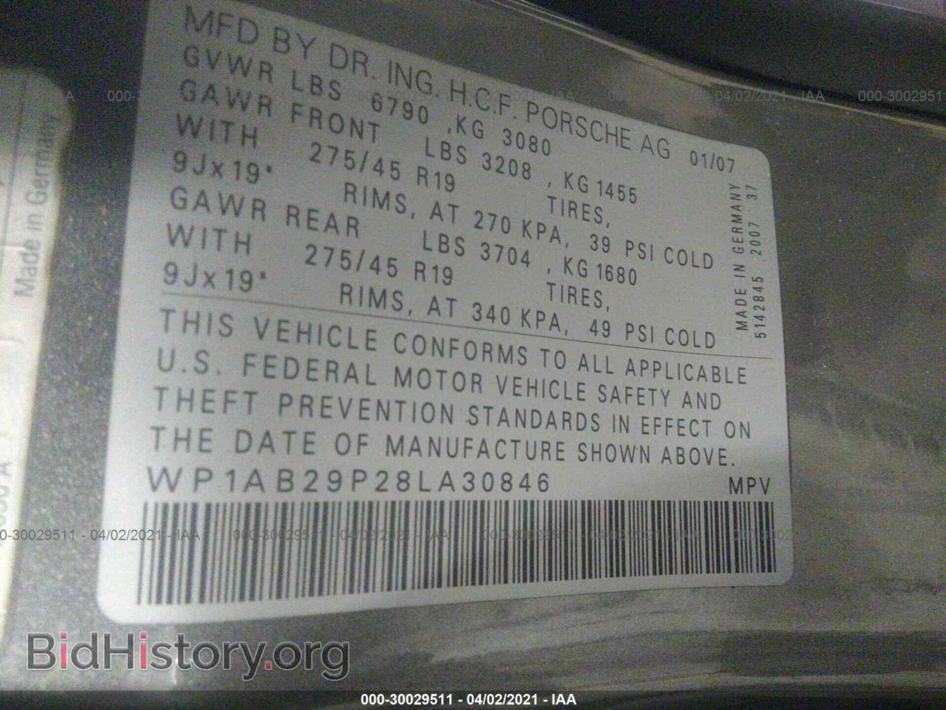2008 PORSCHE CAYENNE - VIN: WP1AB29P28LA30846 - Фото 9
