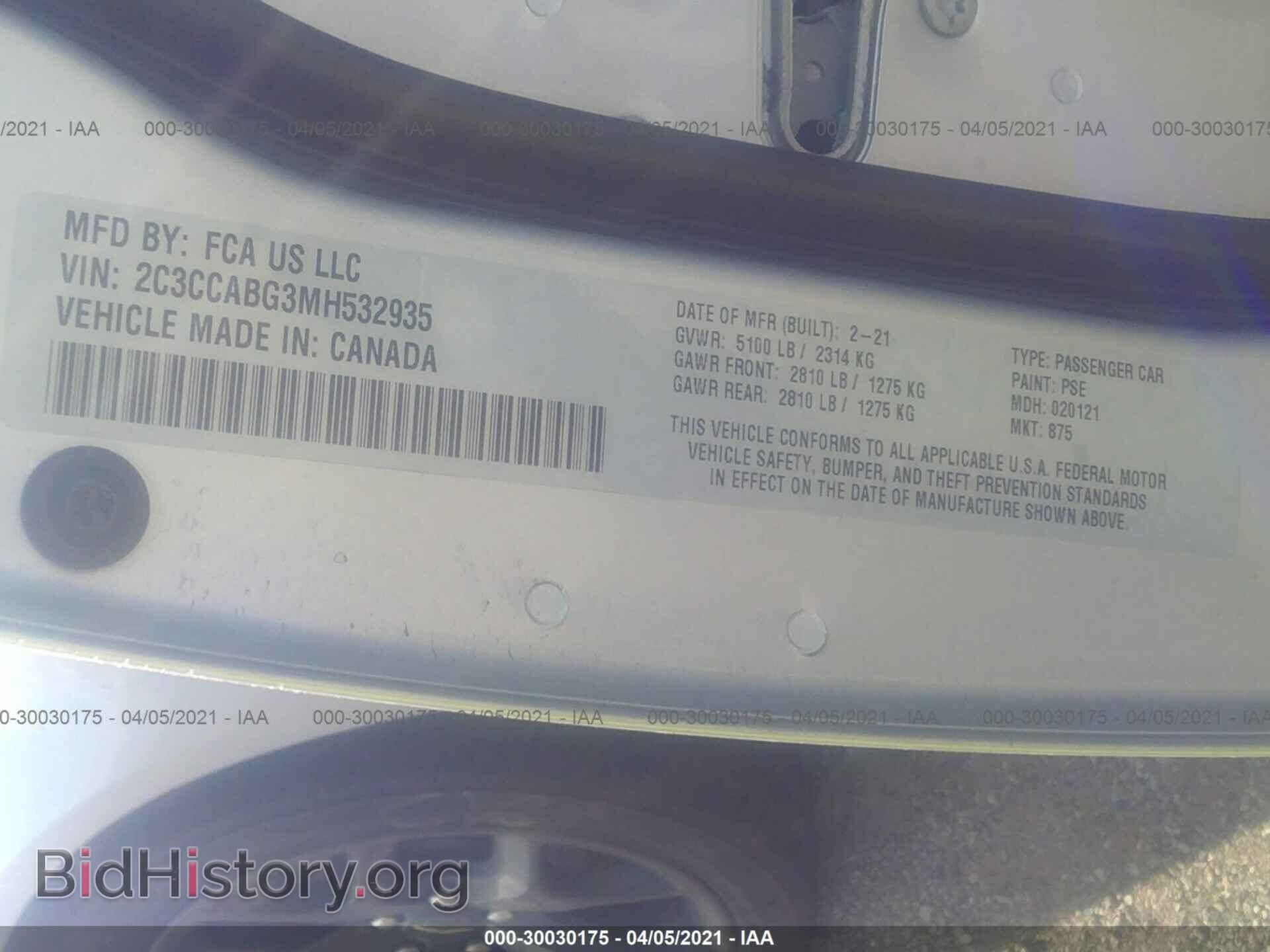 2021 CHRYSLER 300 - VIN: 2C3CCABG3MH532935 - Фото 9