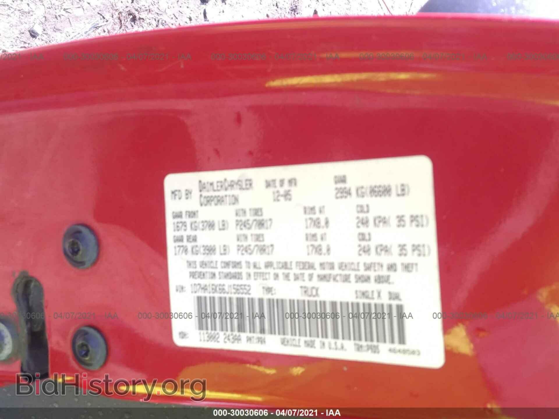 2006 DODGE RAM 1500 - VIN: 1D7HA16K66J156552 - Фото 9