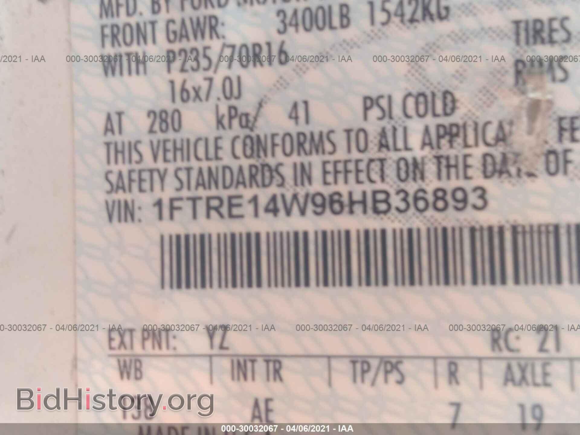 2006 FORD ECONOLINE CARGO VAN - VIN: 1FTRE14W96HB36893 - Фото 9