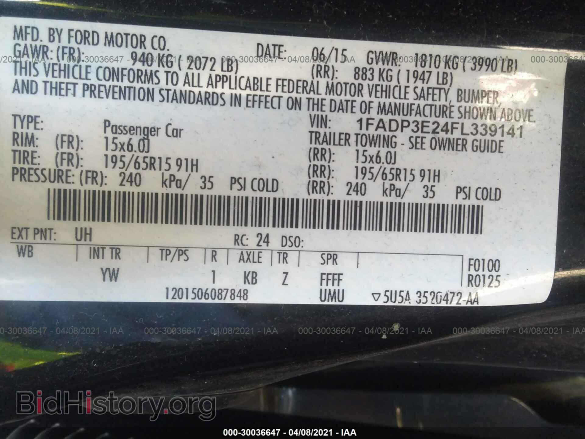 2015 FORD FOCUS - VIN: 1FADP3E24FL339141 - Фото 9