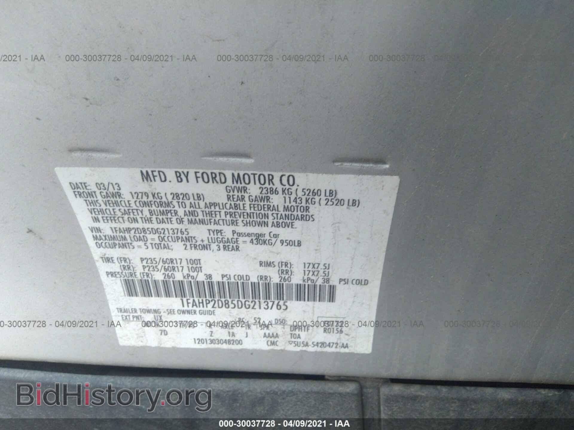2013 FORD TAURUS - VIN: 1FAHP2D85DG213765 - Photo 9