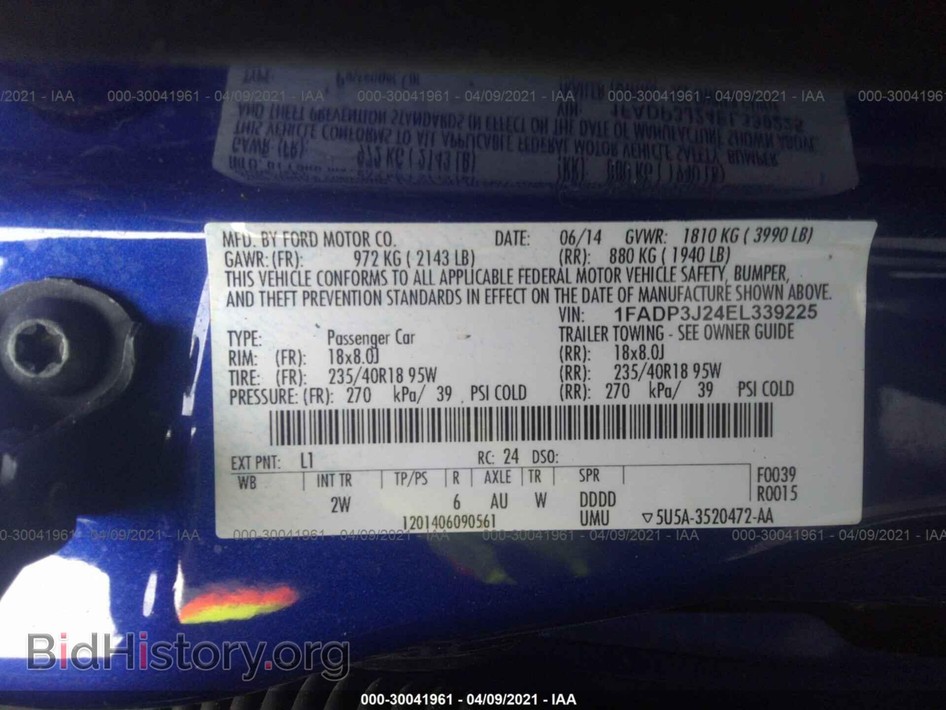 2014 FORD FOCUS - VIN: 1FADP3J24EL339225 - Фото 9