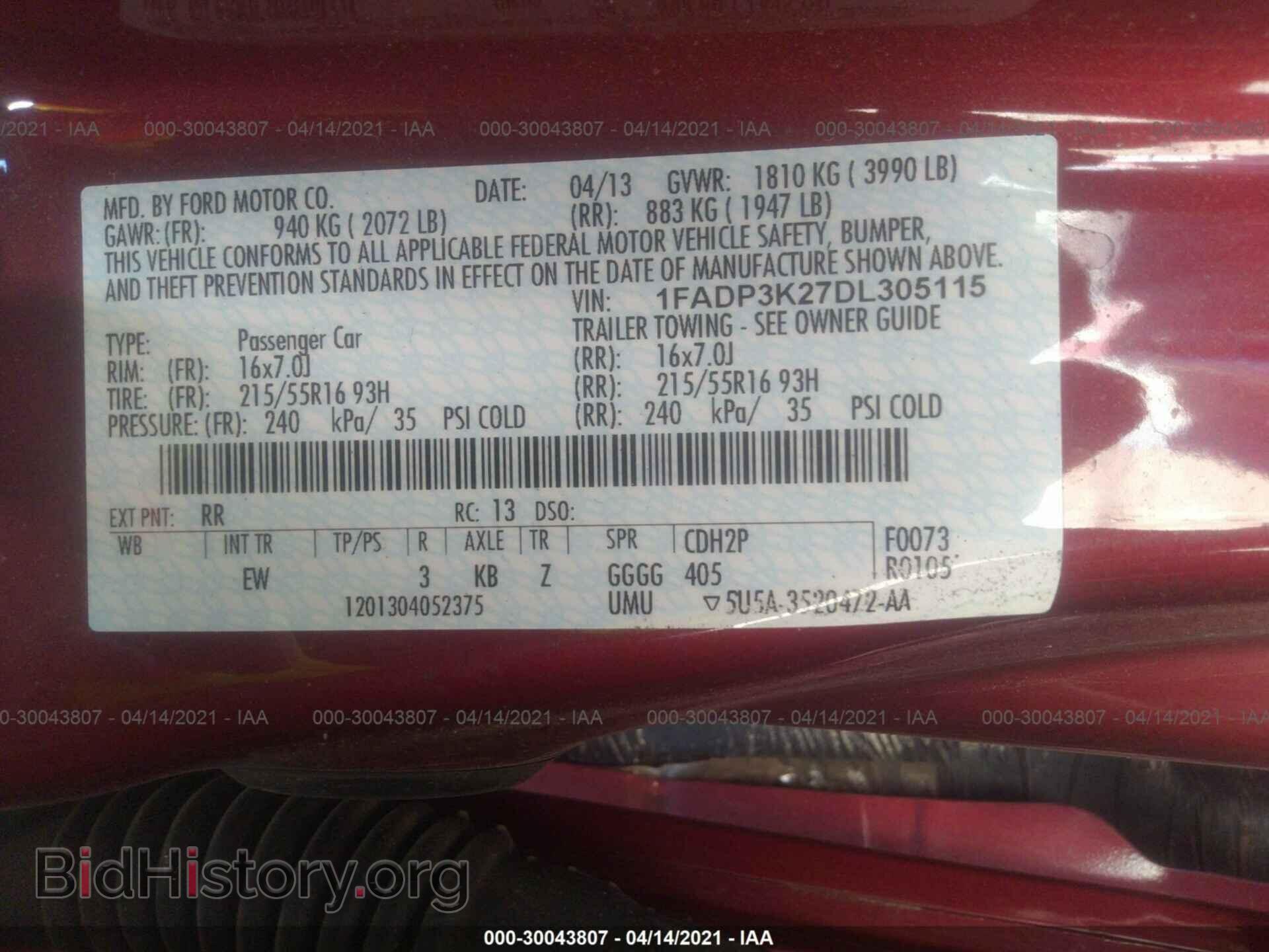 2013 FORD FOCUS - VIN: 1FADP3K27DL305115 - Photo 9