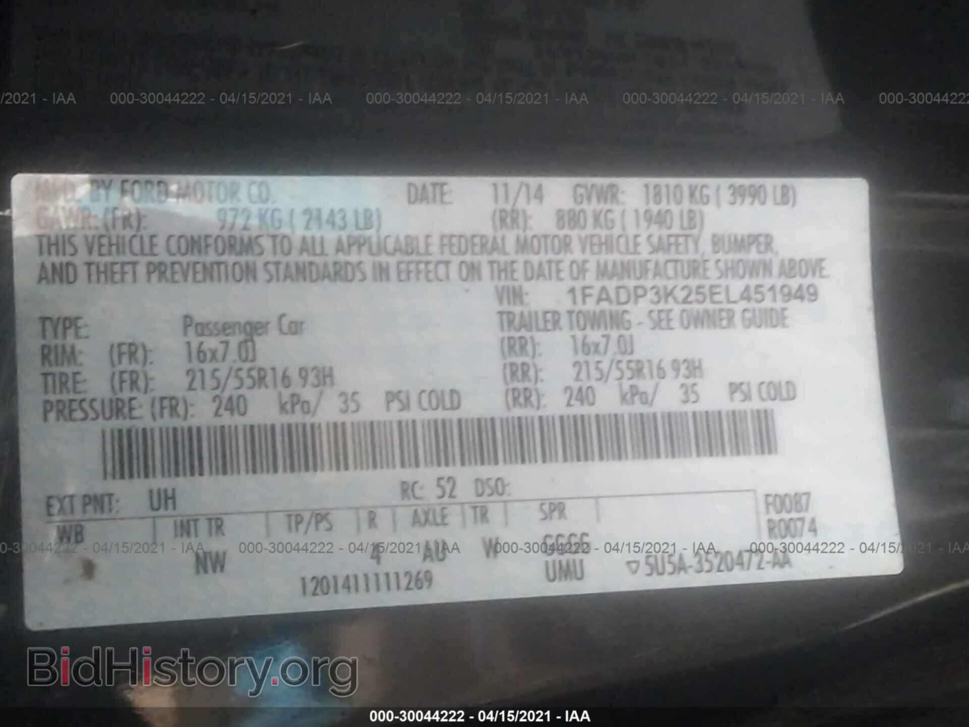 2014 FORD FOCUS - VIN: 1FADP3K25EL451949 - Photo 9