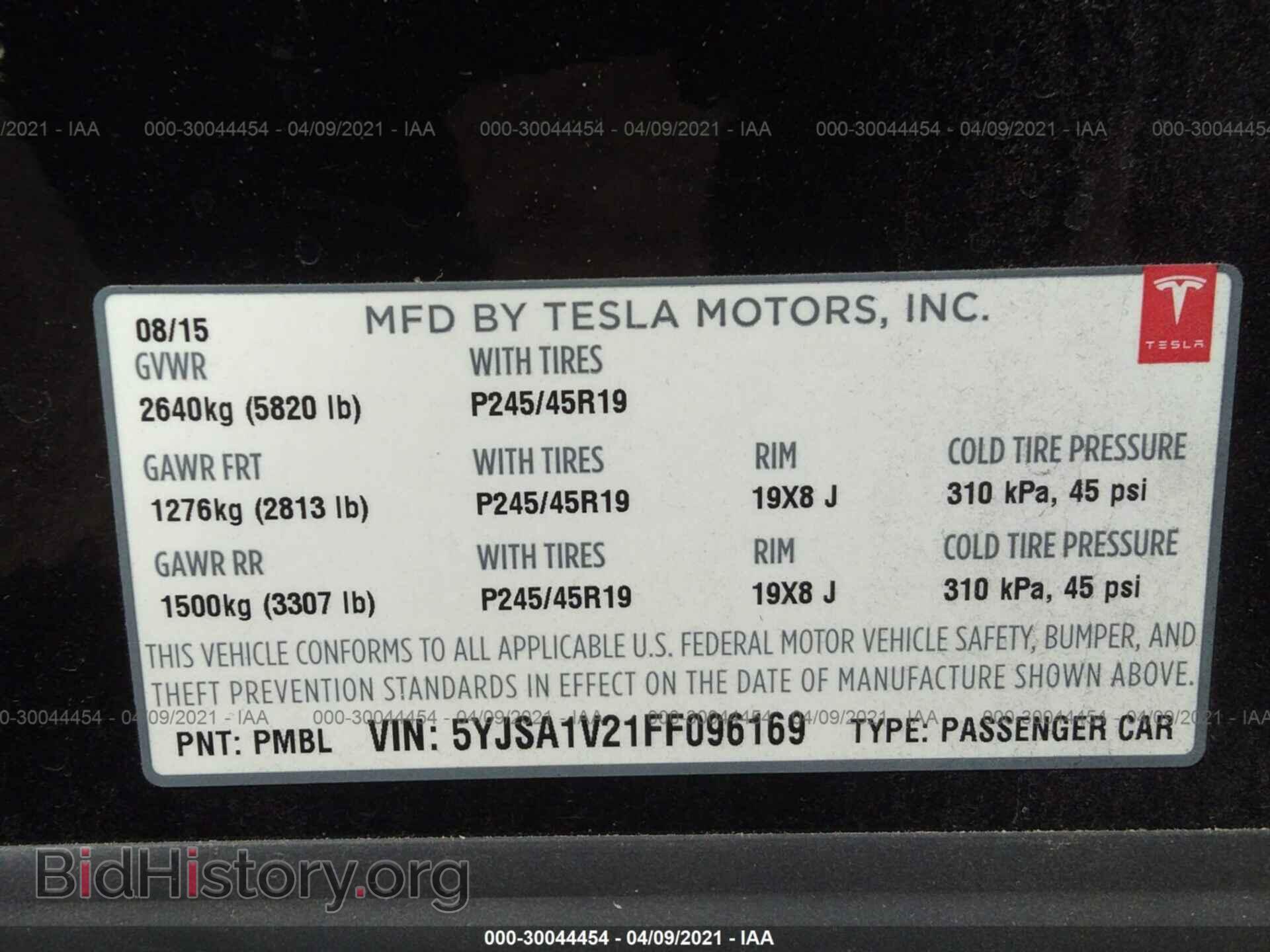 2015 TESLA MODEL S - VIN: 5YJSA1V21FF096169 - Photo 9