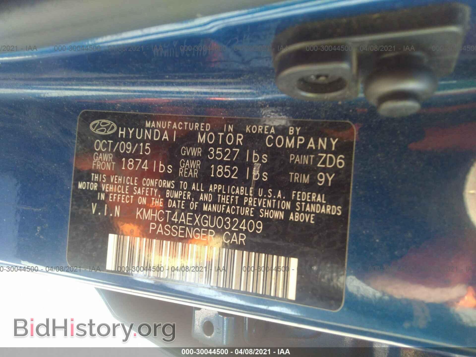 2016 HYUNDAI ACCENT - VIN: KMHCT4AEXGU032409 - Фото 9