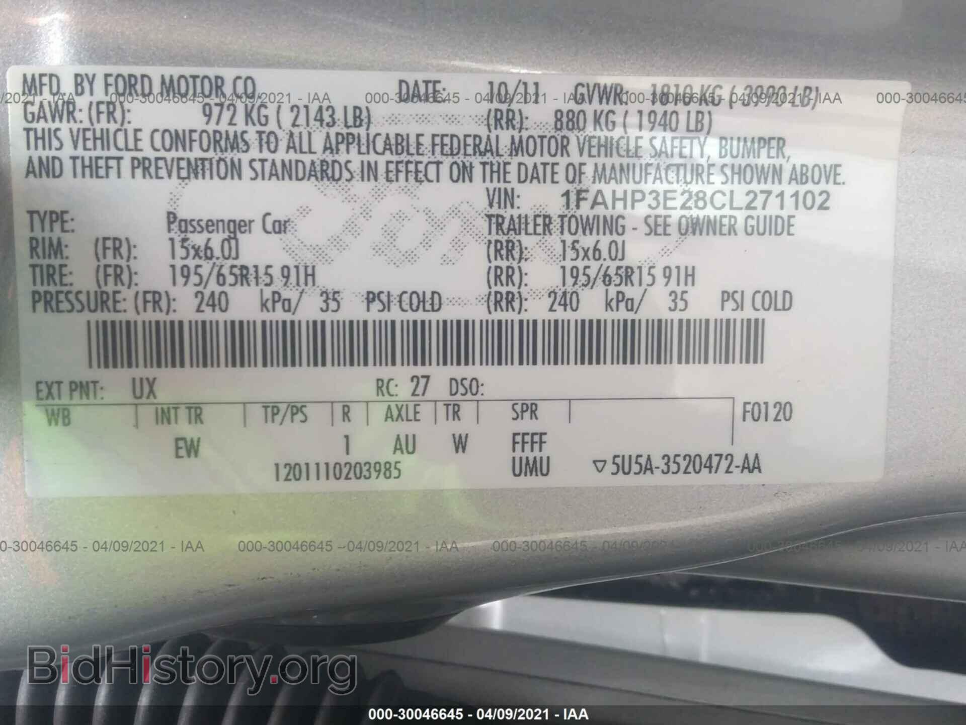 2012 FORD FOCUS - VIN: 1FAHP3E28CL271102 - Photo 9
