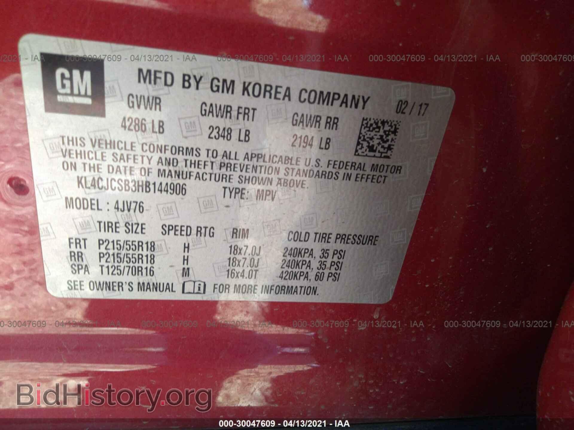 2017 BUICK ENCORE - VIN: KL4CJCSB3HB144906 - Photo 9