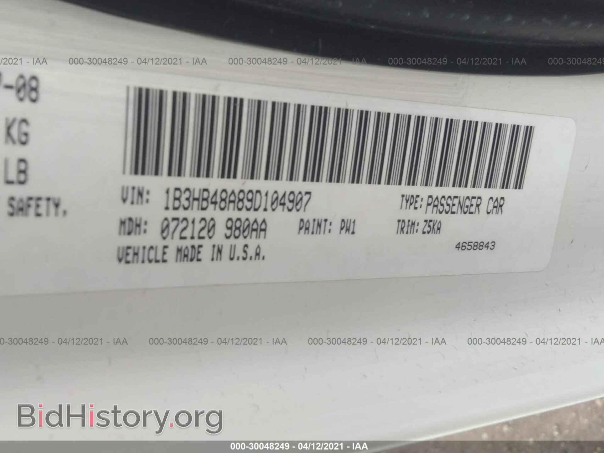 2009 DODGE CALIBER - VIN: 1B3HB48A89D104907 - Фото 9