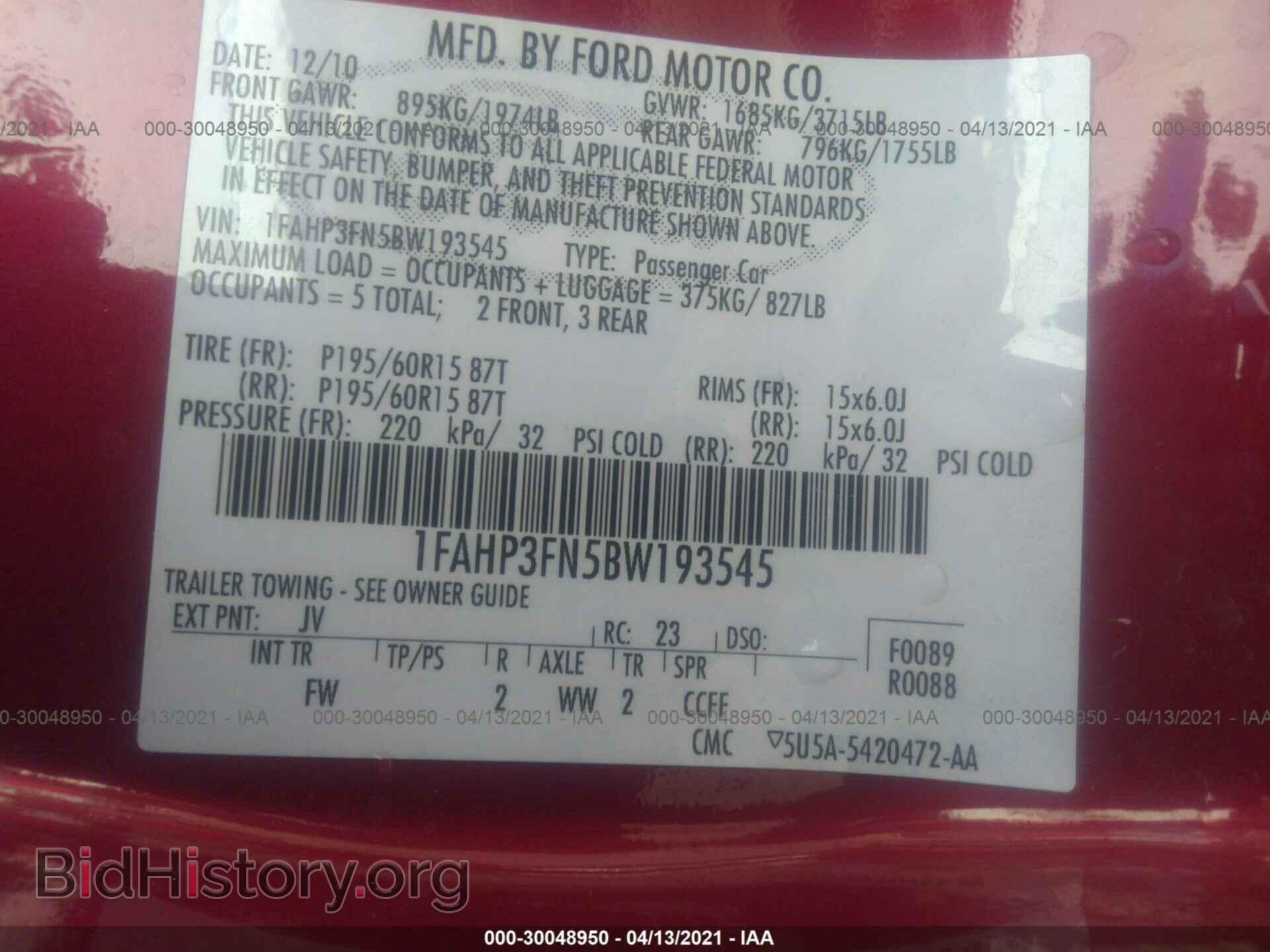 2011 FORD FOCUS - VIN: 1FAHP3FN5BW193545 - Фото 9