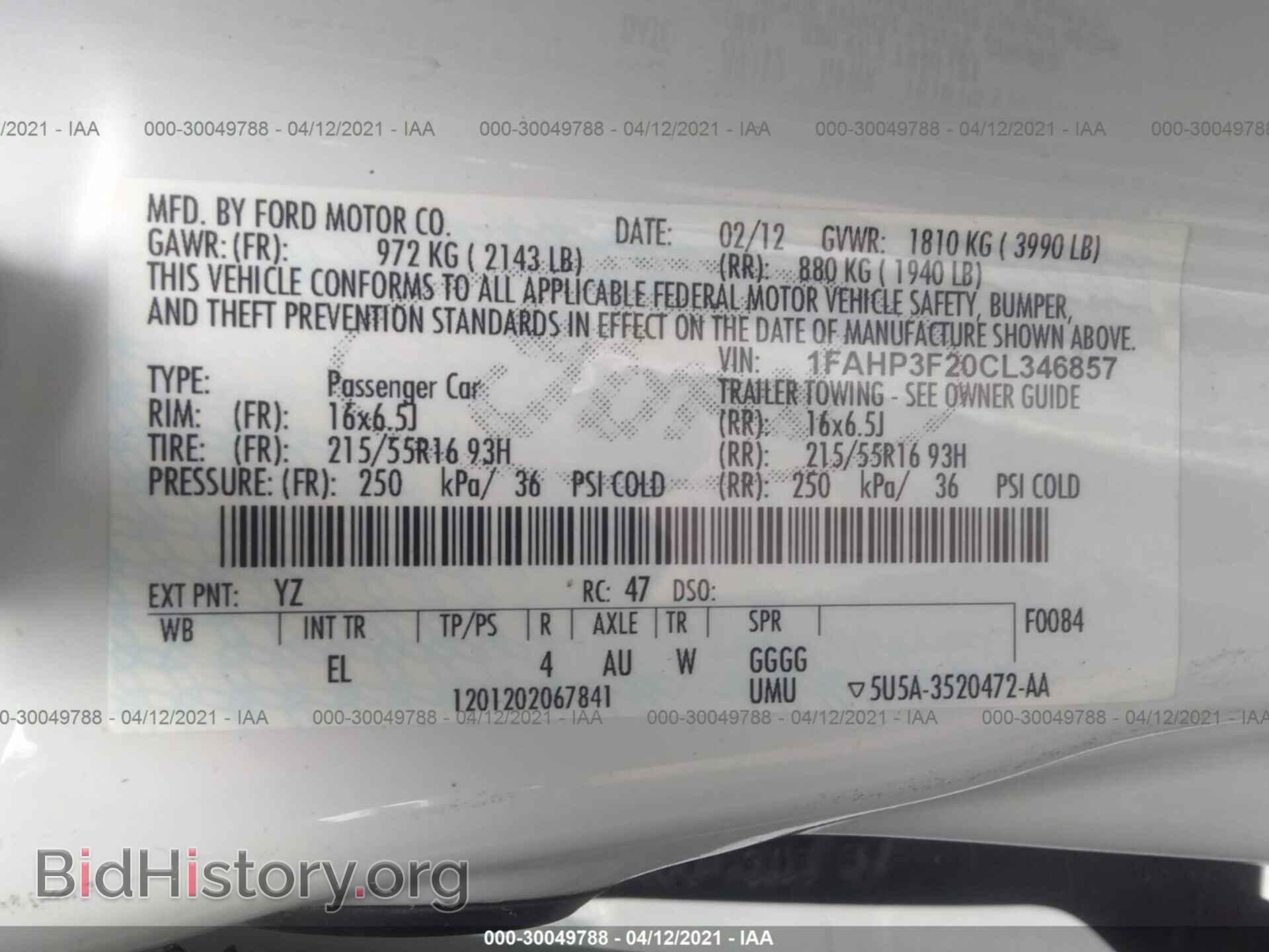2012 FORD FOCUS - VIN: 1FAHP3F20CL346857 - Фото 9