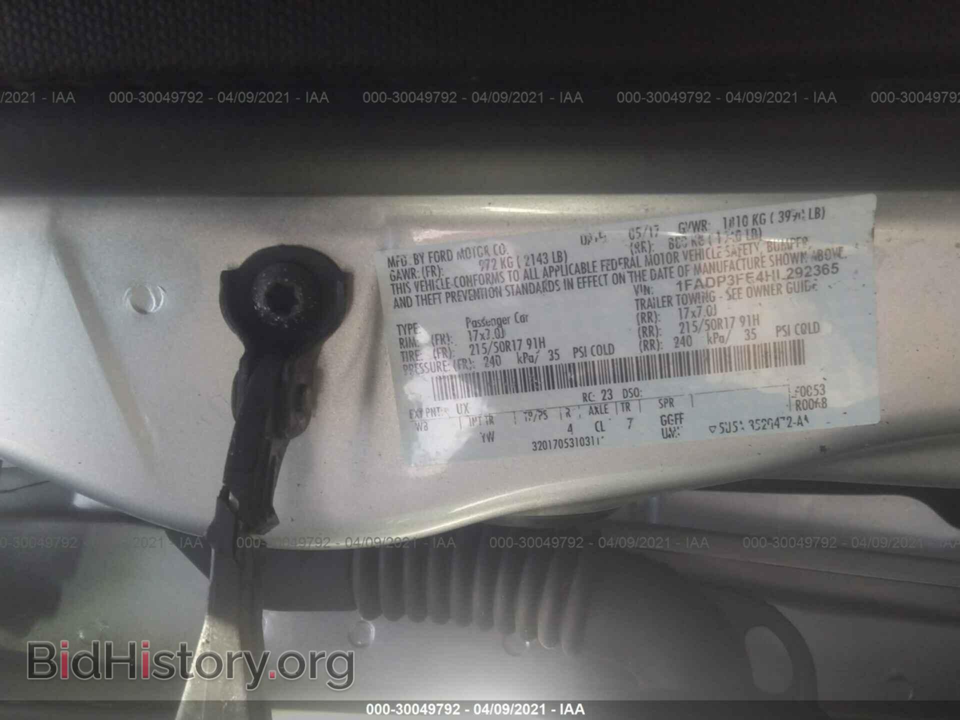 2017 FORD FOCUS - VIN: 1FADP3FE4HL292365 - Фото 9