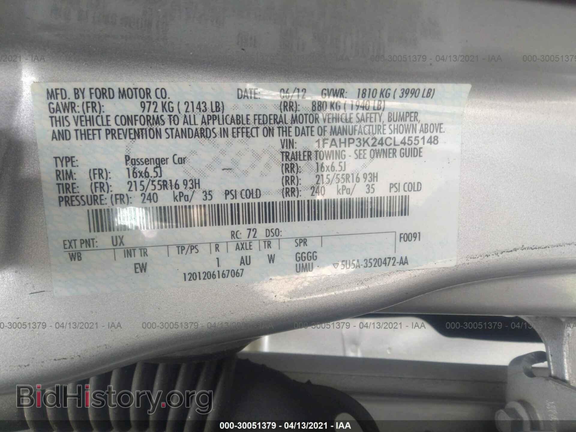2012 FORD FOCUS - VIN: 1FAHP3K24CL455148 - Фото 9