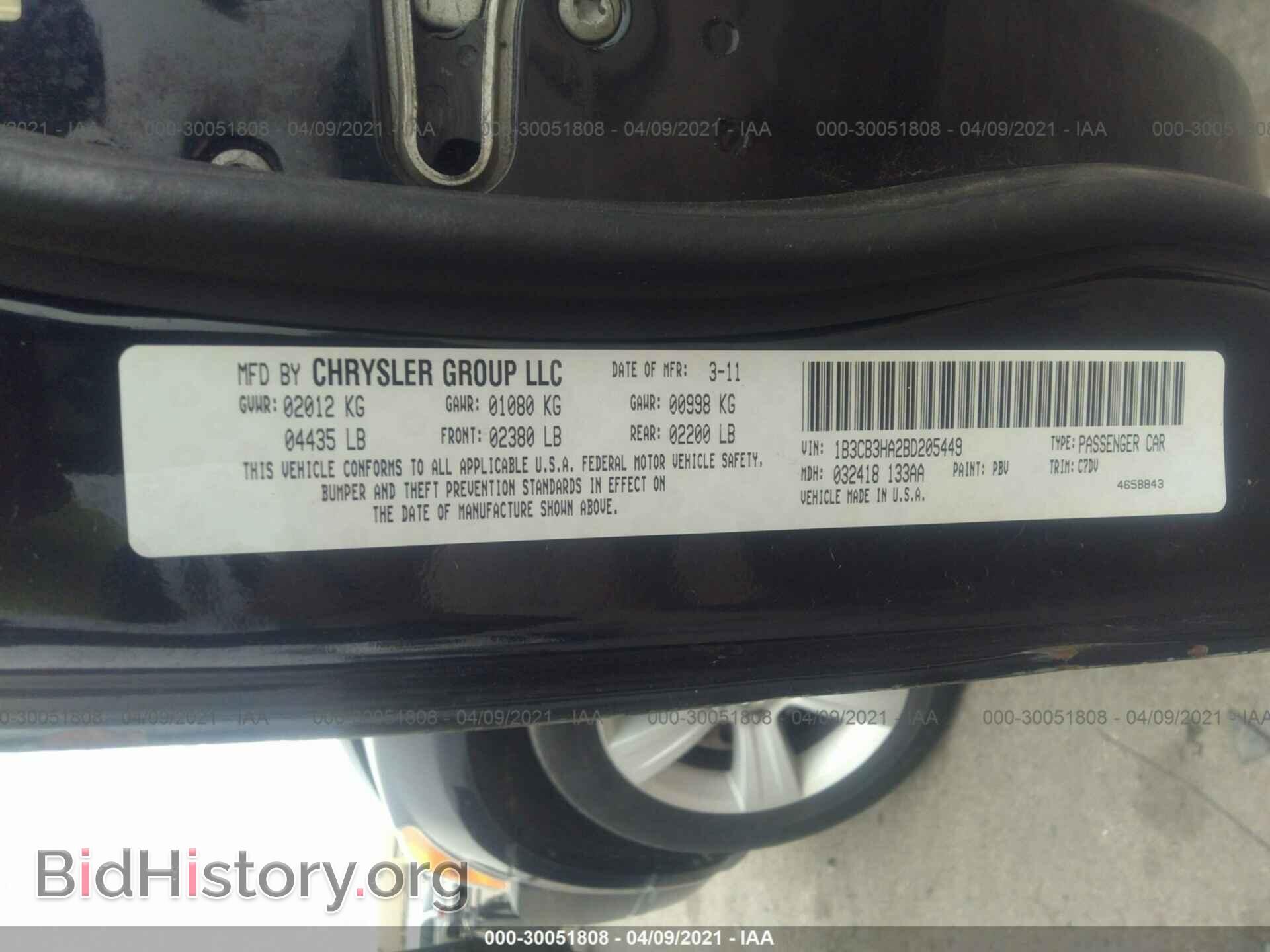 2011 DODGE CALIBER - VIN: 1B3CB3HA2BD205449 - Photo 9