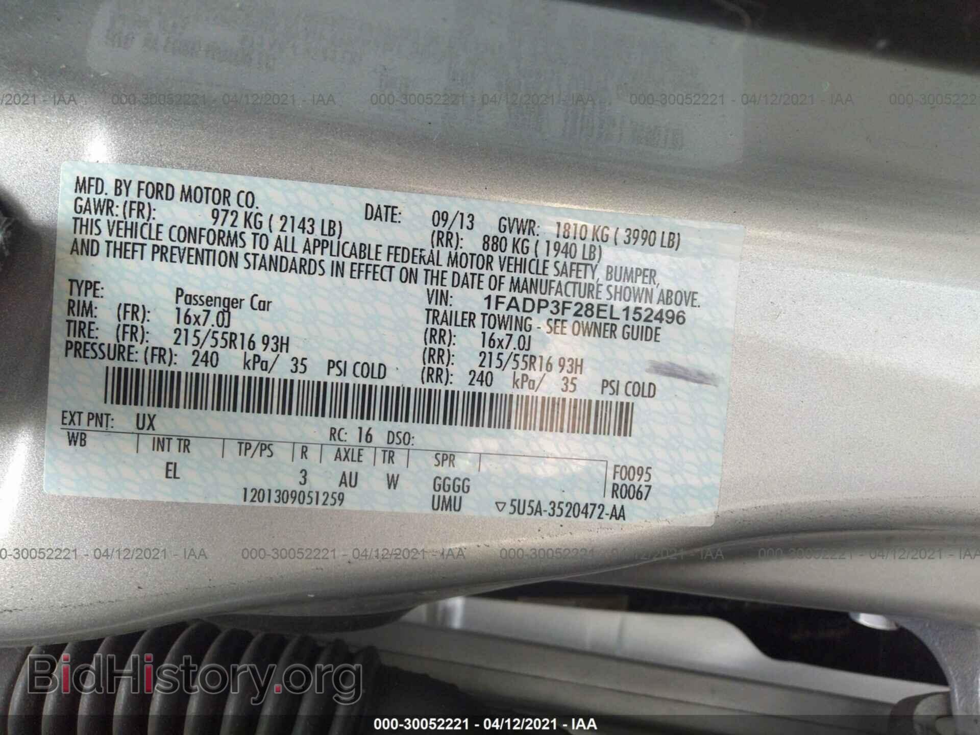 2014 FORD FOCUS - VIN: 1FADP3F28EL152496 - Фото 9