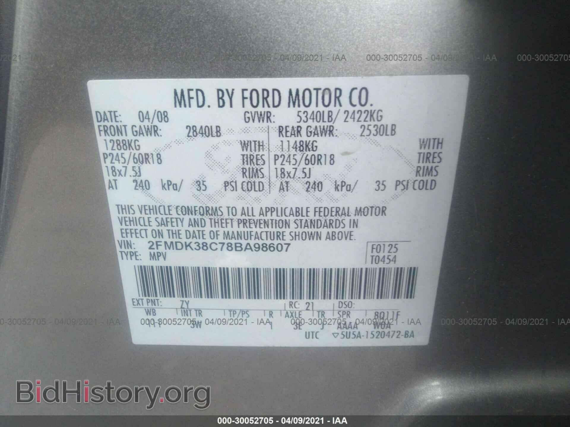 2008 FORD EDGE - VIN: 2FMDK38C78BA98607 - Photo 9