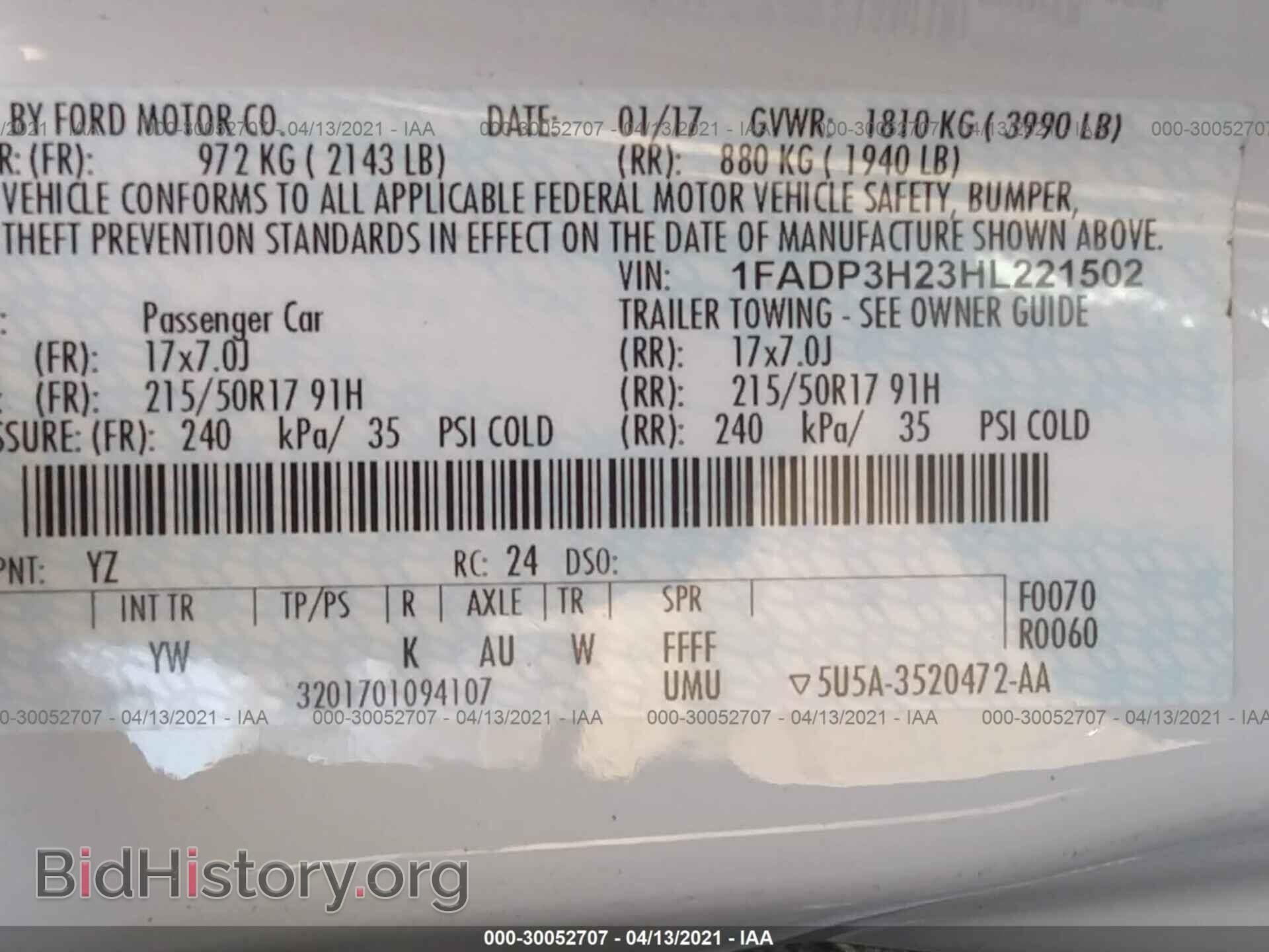 2017 FORD FOCUS - VIN: 1FADP3H23HL221502 - Фото 9