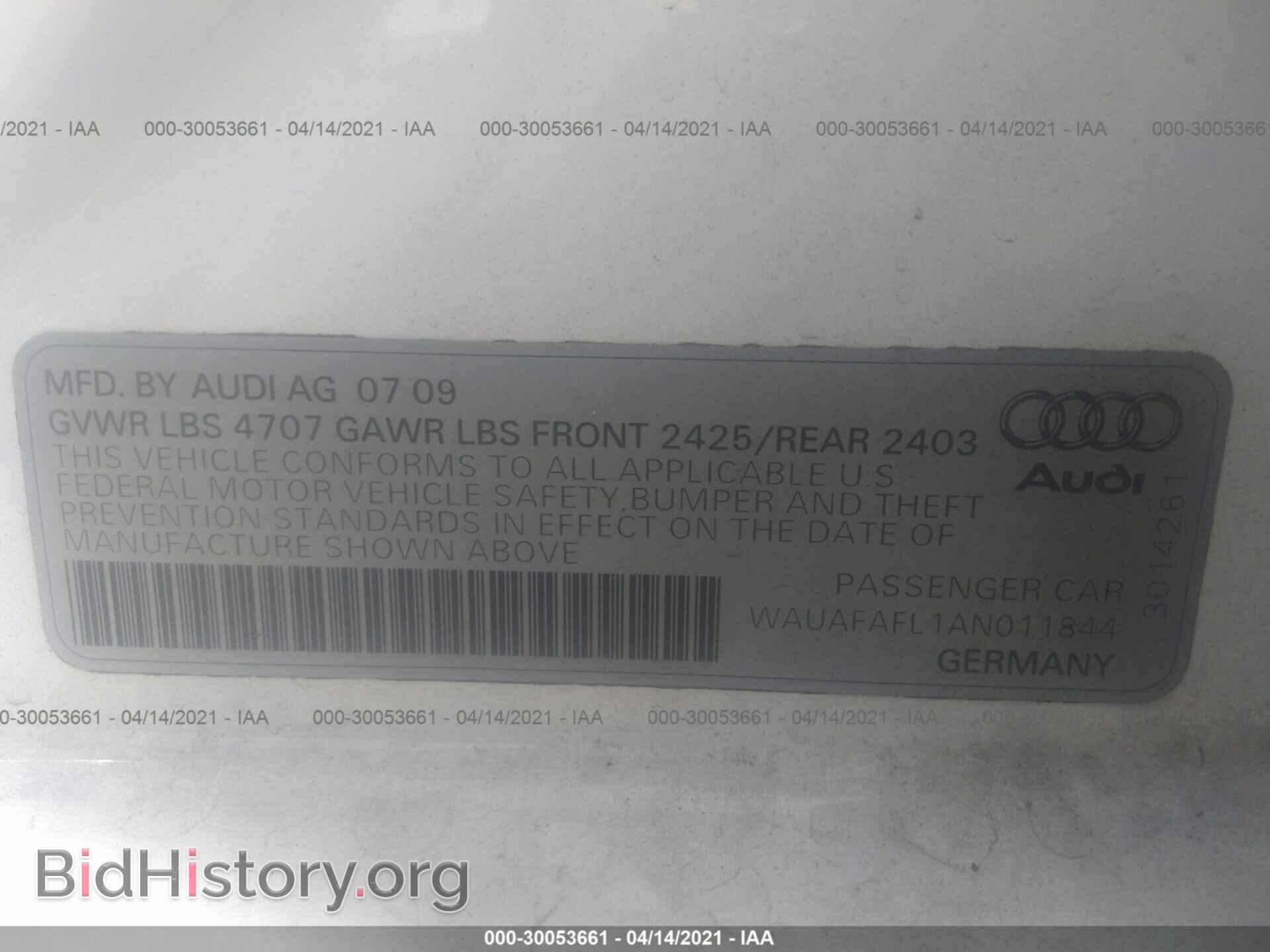 2010 AUDI A4 - VIN: WAUAFAFL1AN011844 - Фото 9