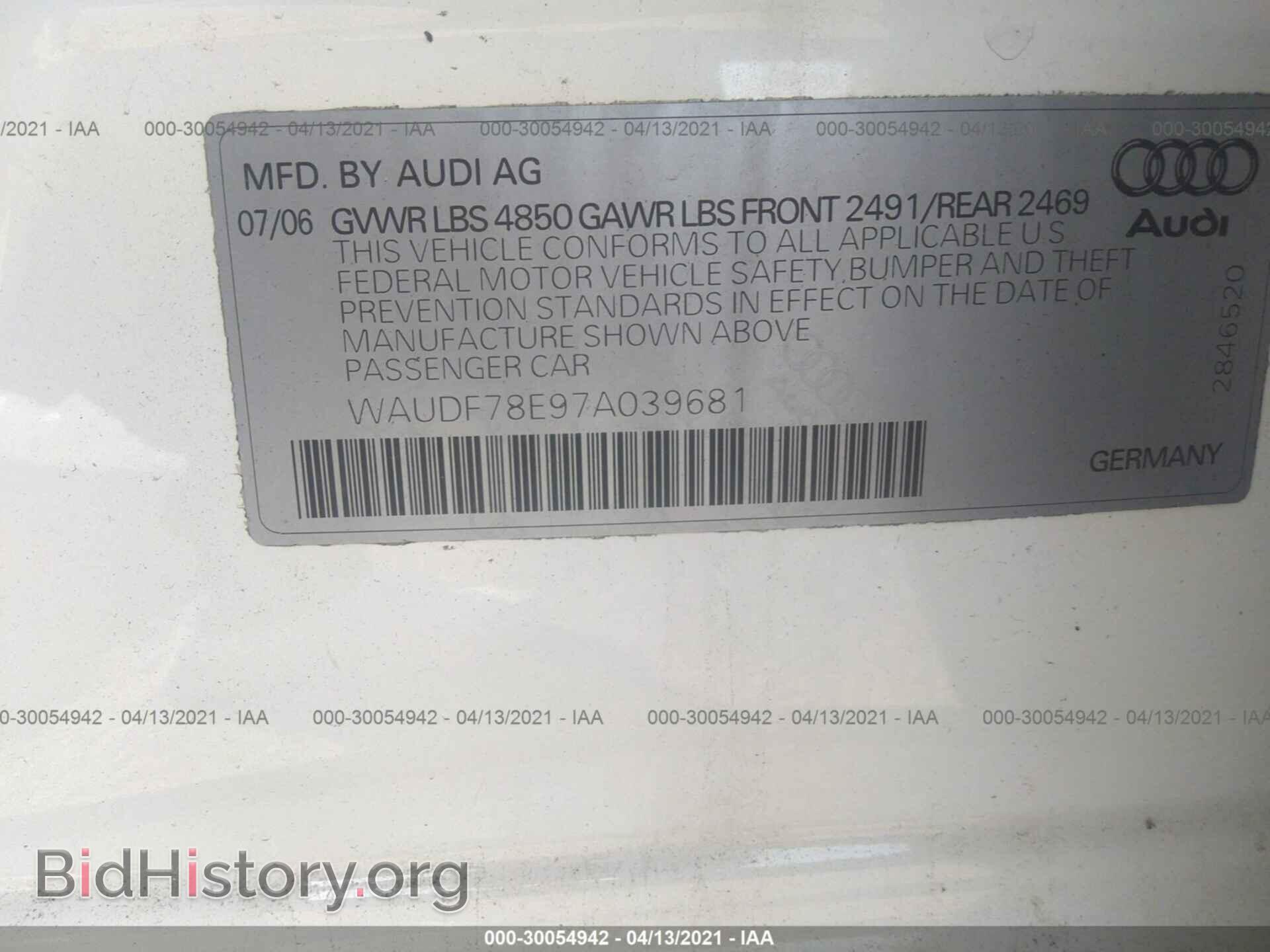 2007 AUDI A4 - VIN: WAUDF78E97A039681 - Фото 9