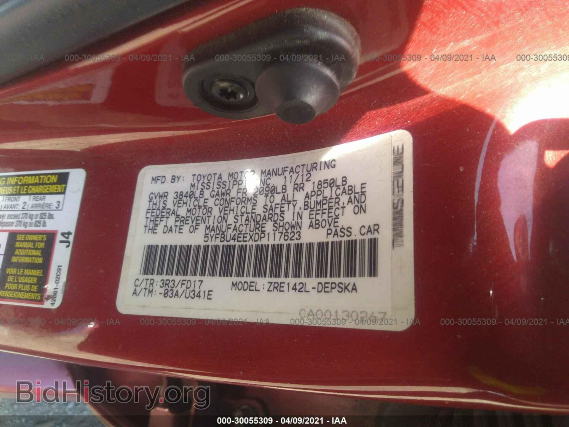 2013 TOYOTA COROLLA - VIN: 5YFBU4EEXDP117623 - Фото 9