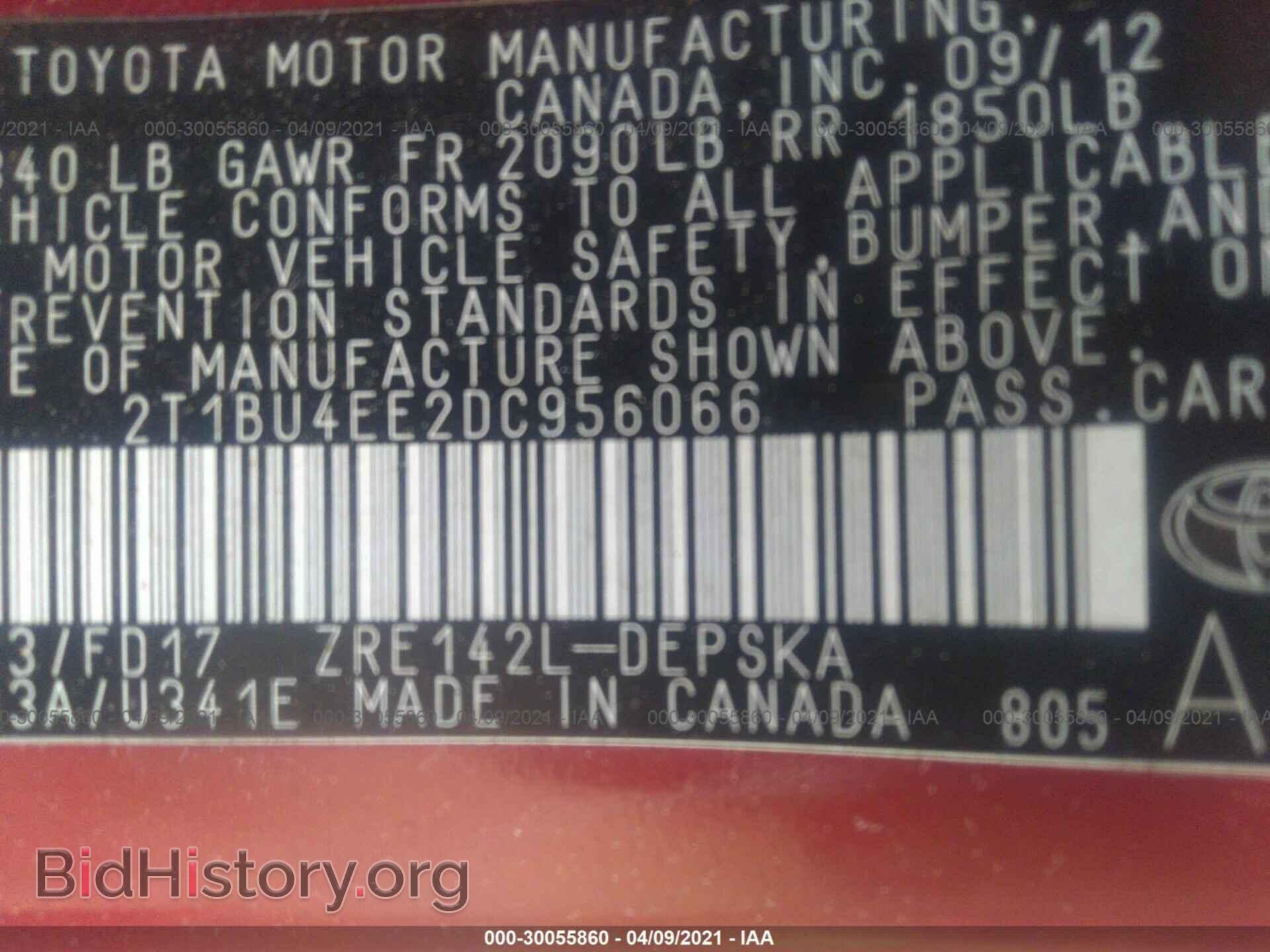 2013 TOYOTA COROLLA - VIN: 2T1BU4EE2DC956066 - Фото 9