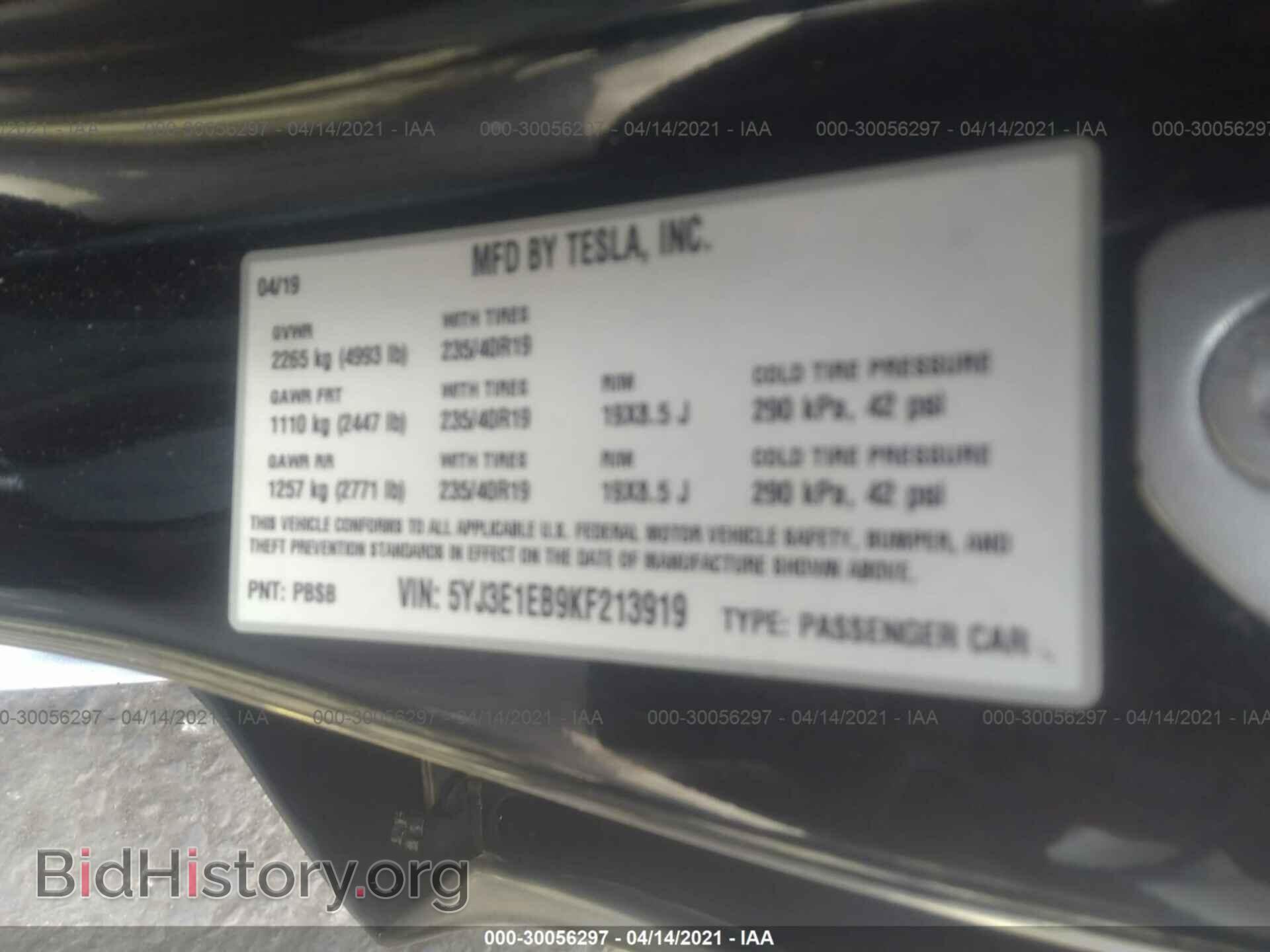 2019 TESLA MODEL 3 - VIN: 5YJ3E1EB9KF213919 - Photo 9