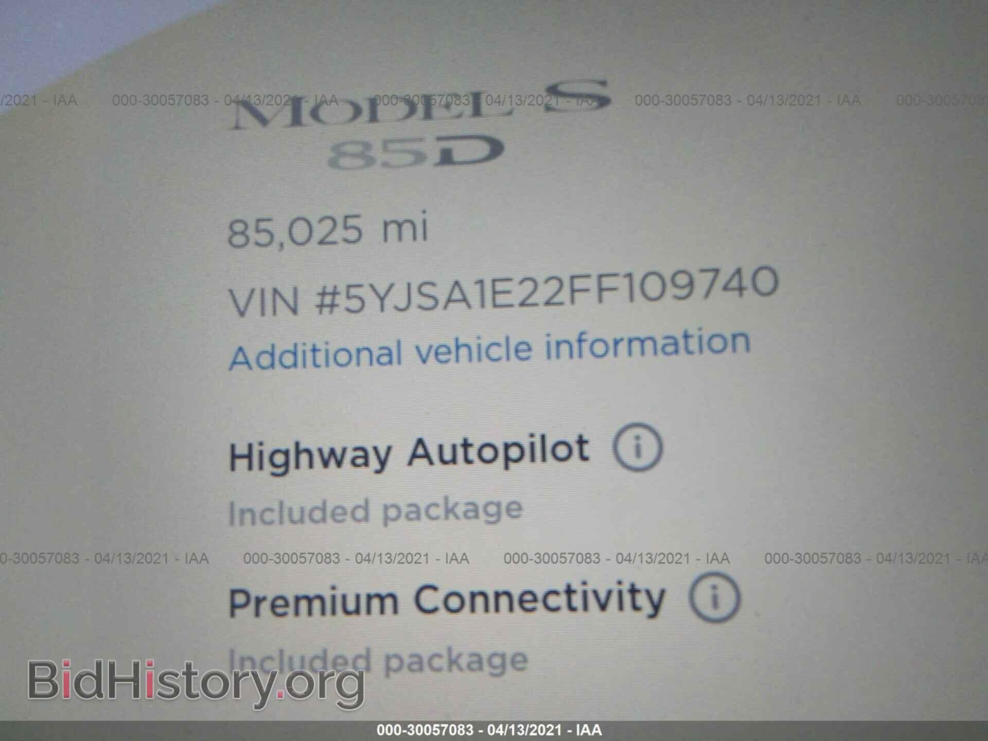 2015 TESLA MODEL S - VIN: 5YJSA1E22FF109740 - Фото 7