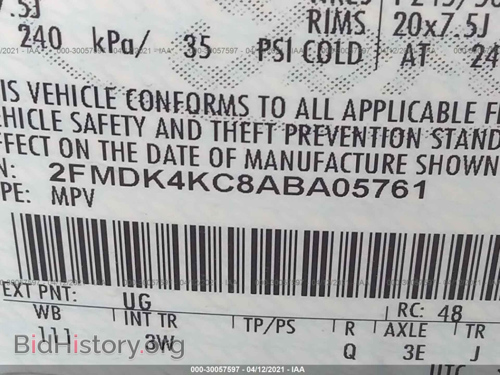 2010 FORD EDGE - VIN: 2FMDK4KC8ABA05761 - Фото 9