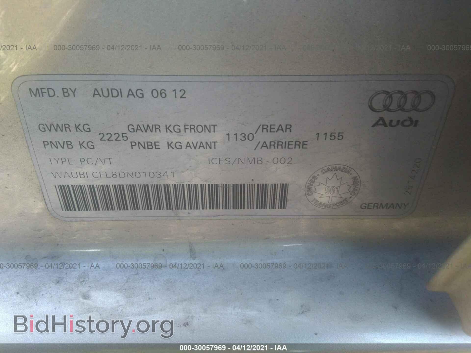 2013 AUDI A4 - VIN: WAUBFCFL8DN010341 - Фото 9