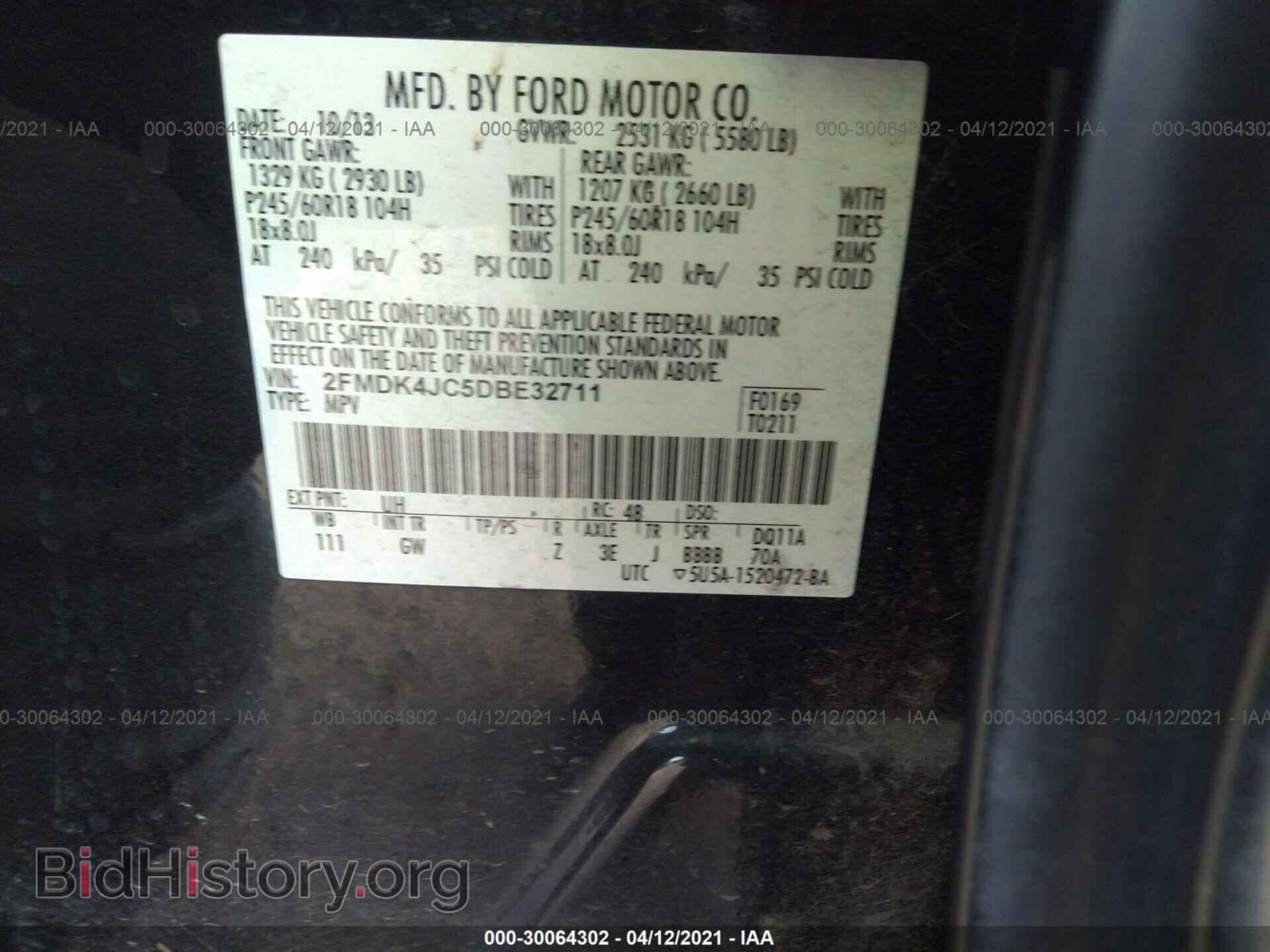 2013 FORD EDGE - VIN: 2FMDK4JC5DBE32711 - Photo 9