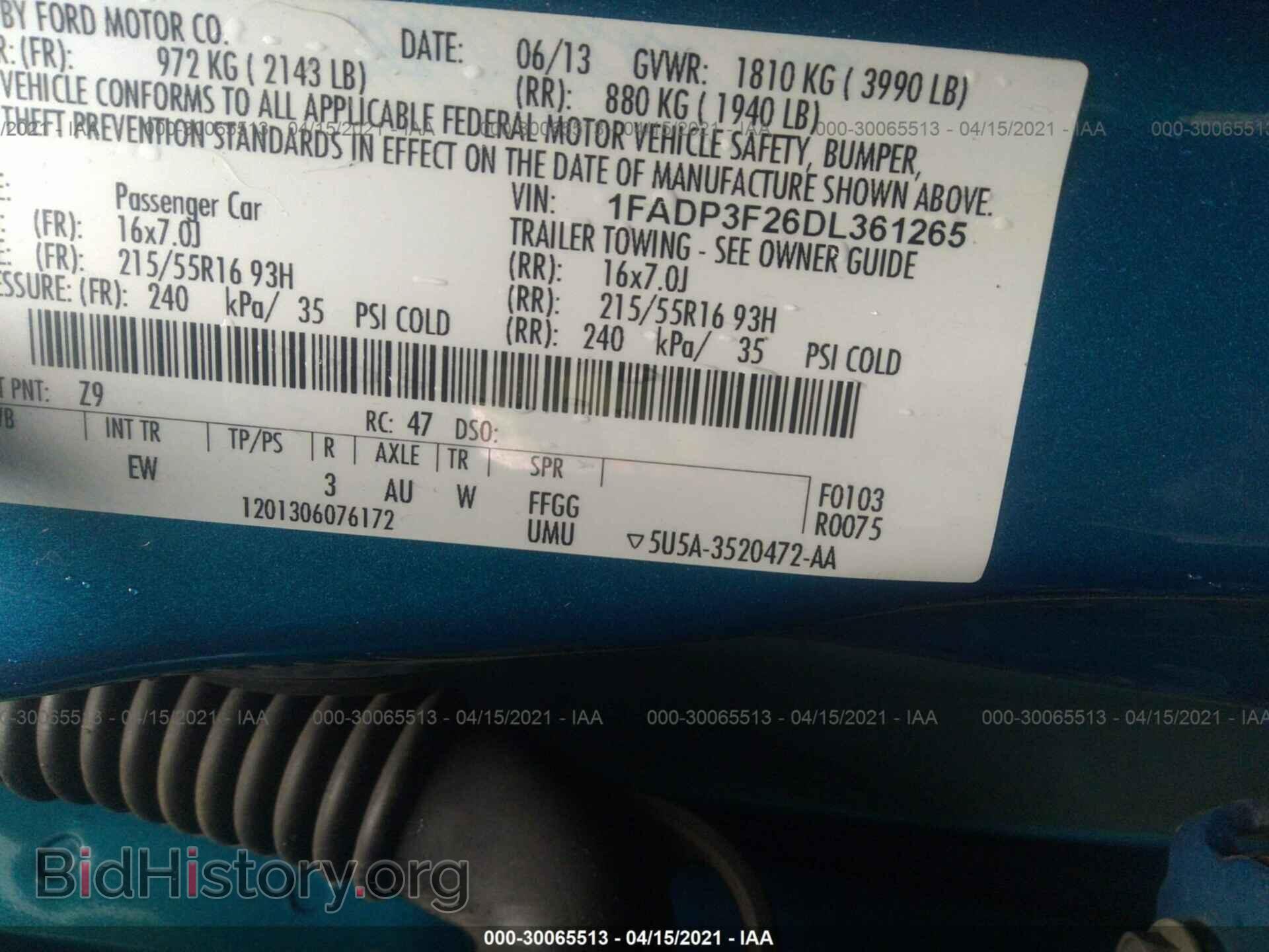 2013 FORD FOCUS - VIN: 1FADP3F26DL361265 - Фото 9