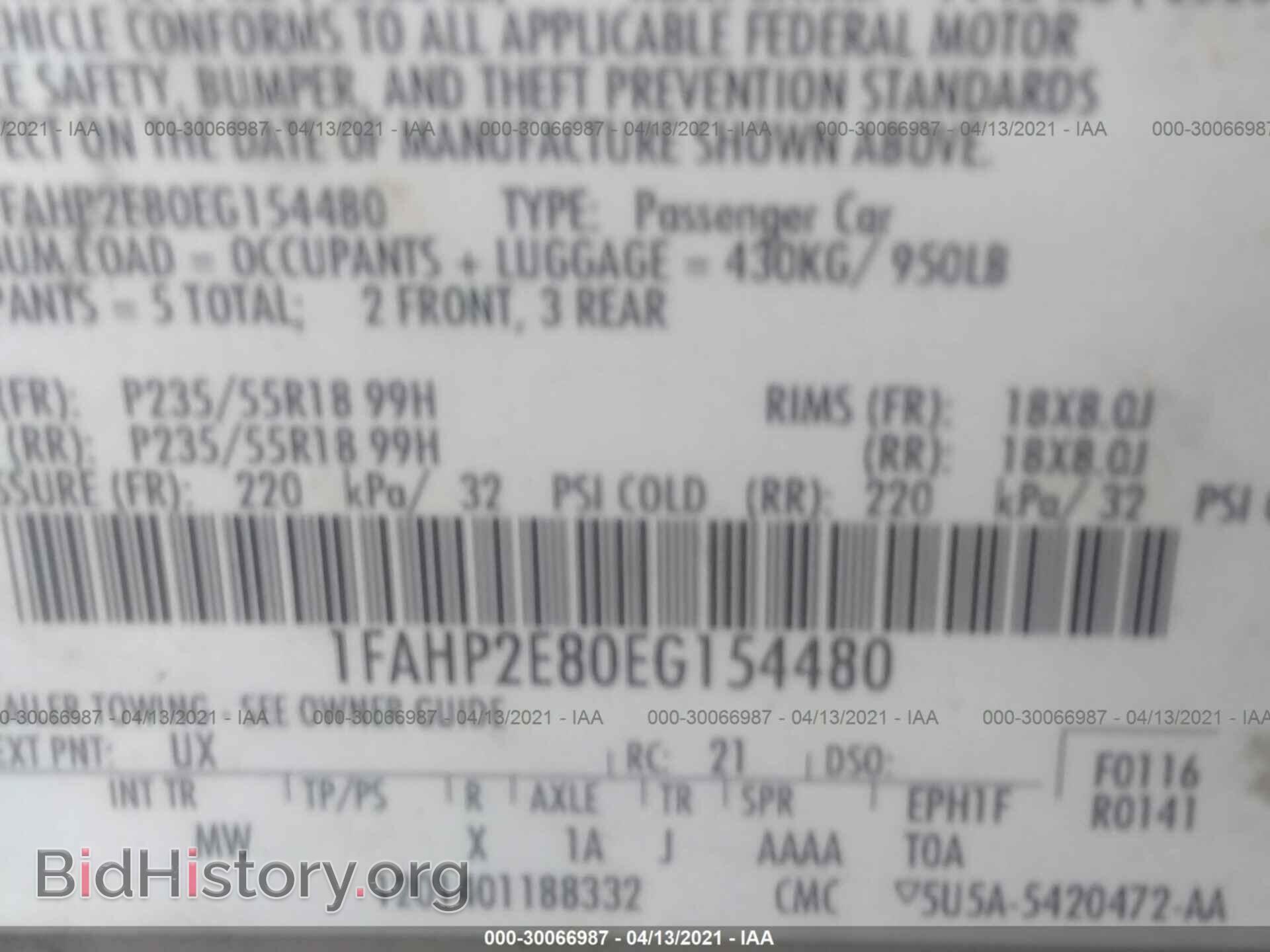 2014 FORD TAURUS - VIN: 1FAHP2E80EG154480 - Фото 9