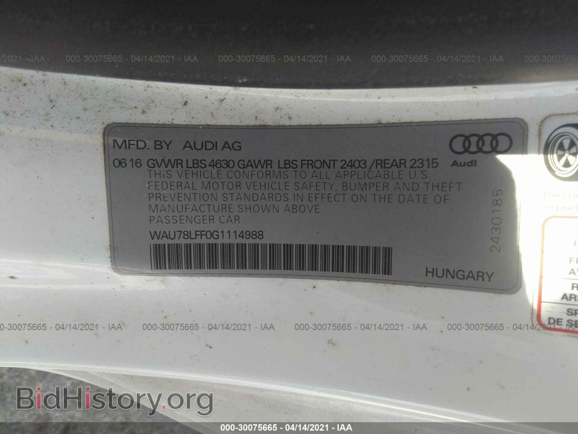 2016 AUDI A3 - VIN: WAU78LFF0G1114988 - Фото 9