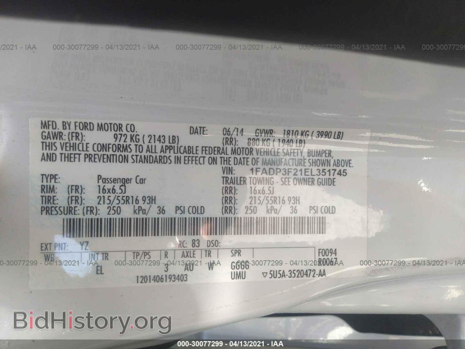 2014 FORD FOCUS - VIN: 1FADP3F21EL351745 - Photo 9