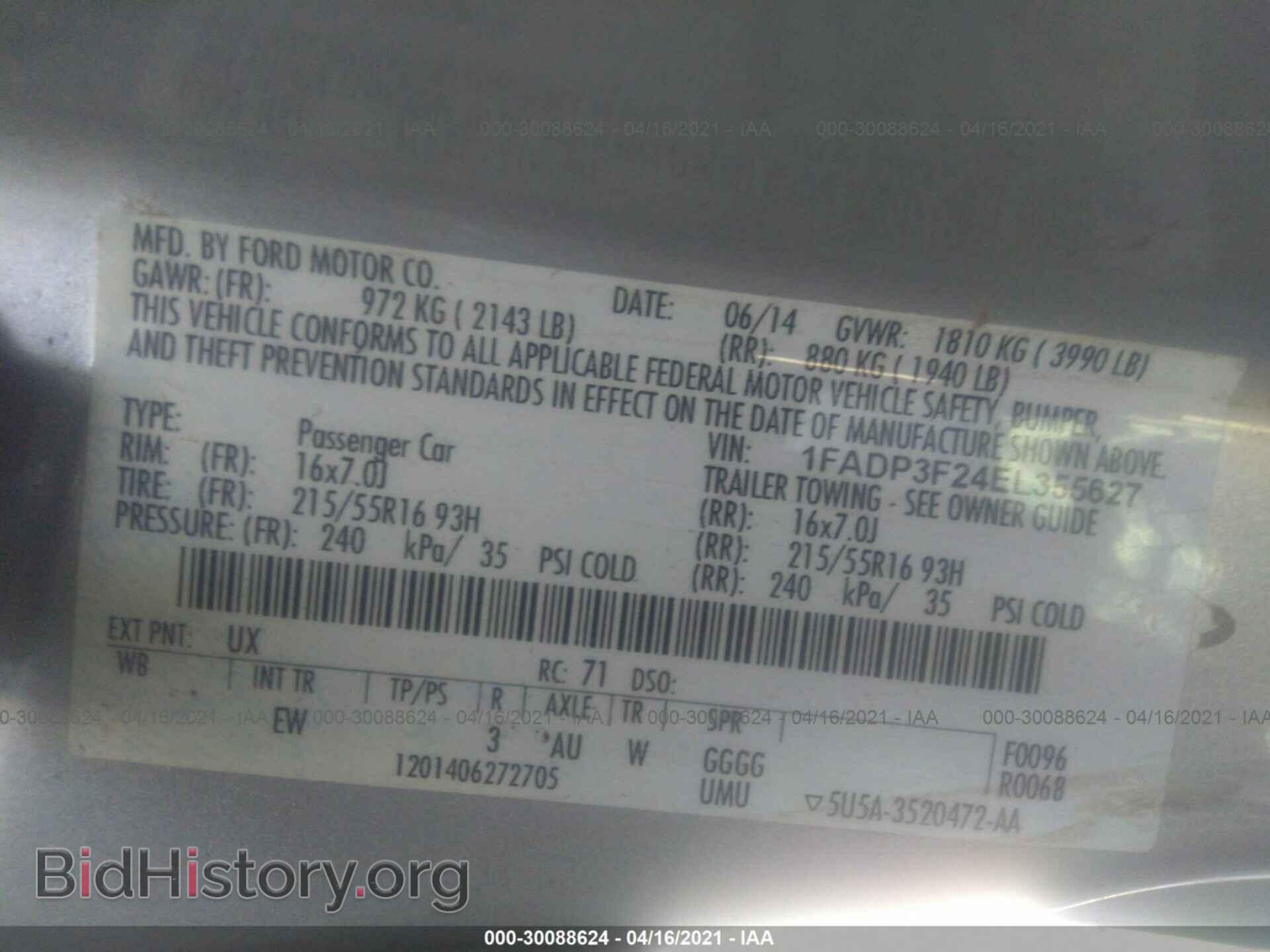 2014 FORD FOCUS - VIN: 1FADP3F24EL355627 - Фото 9